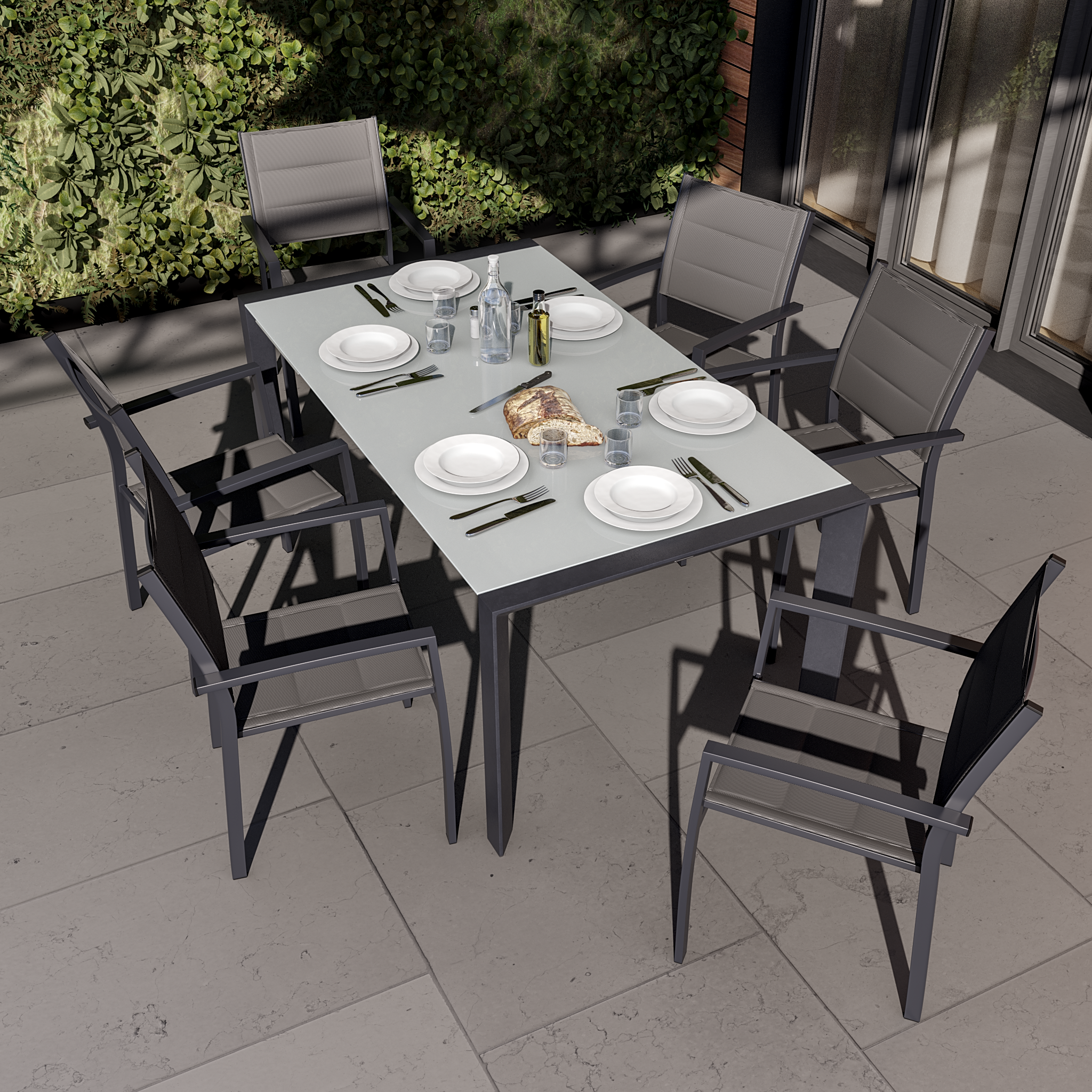 Mesa de alumínio NATERIAL AQUILA II 180/220X100CM ANTRACITE - 21