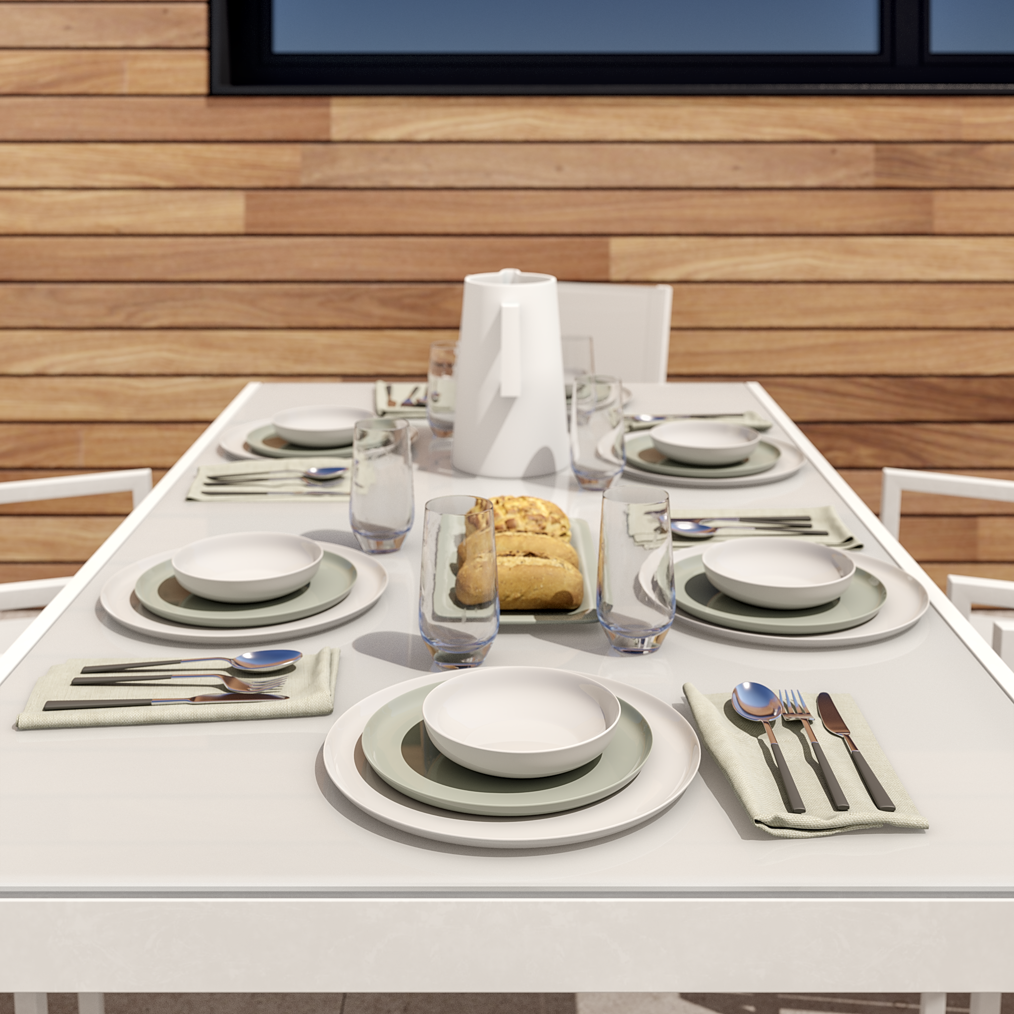 Sedia da giardino con braccioli Orion Alpha II NATERIAL, struttura e seduta in textilene bianco - 5