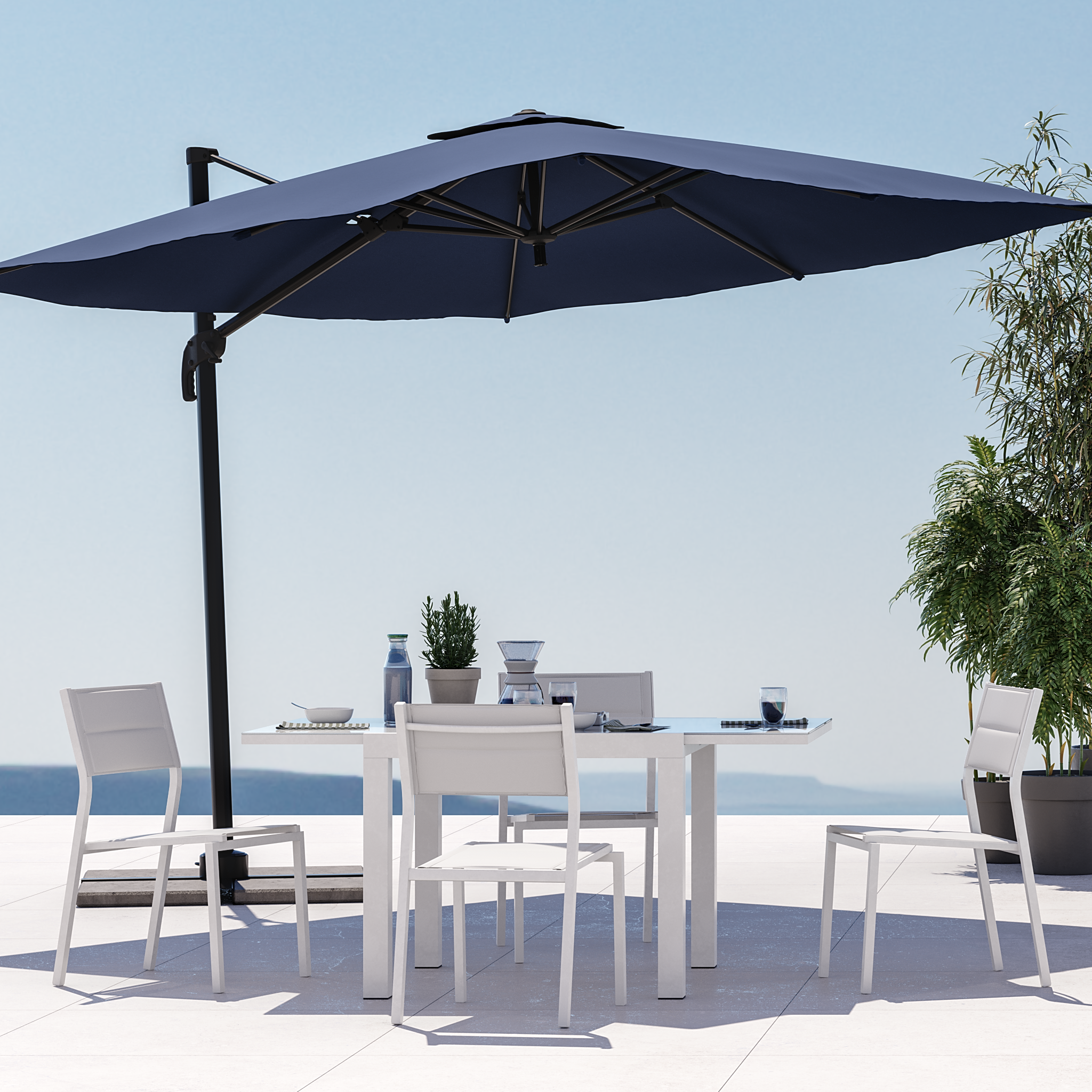 Table de jardin NATERIAL Lyra carré blanc 6 personnes - 3