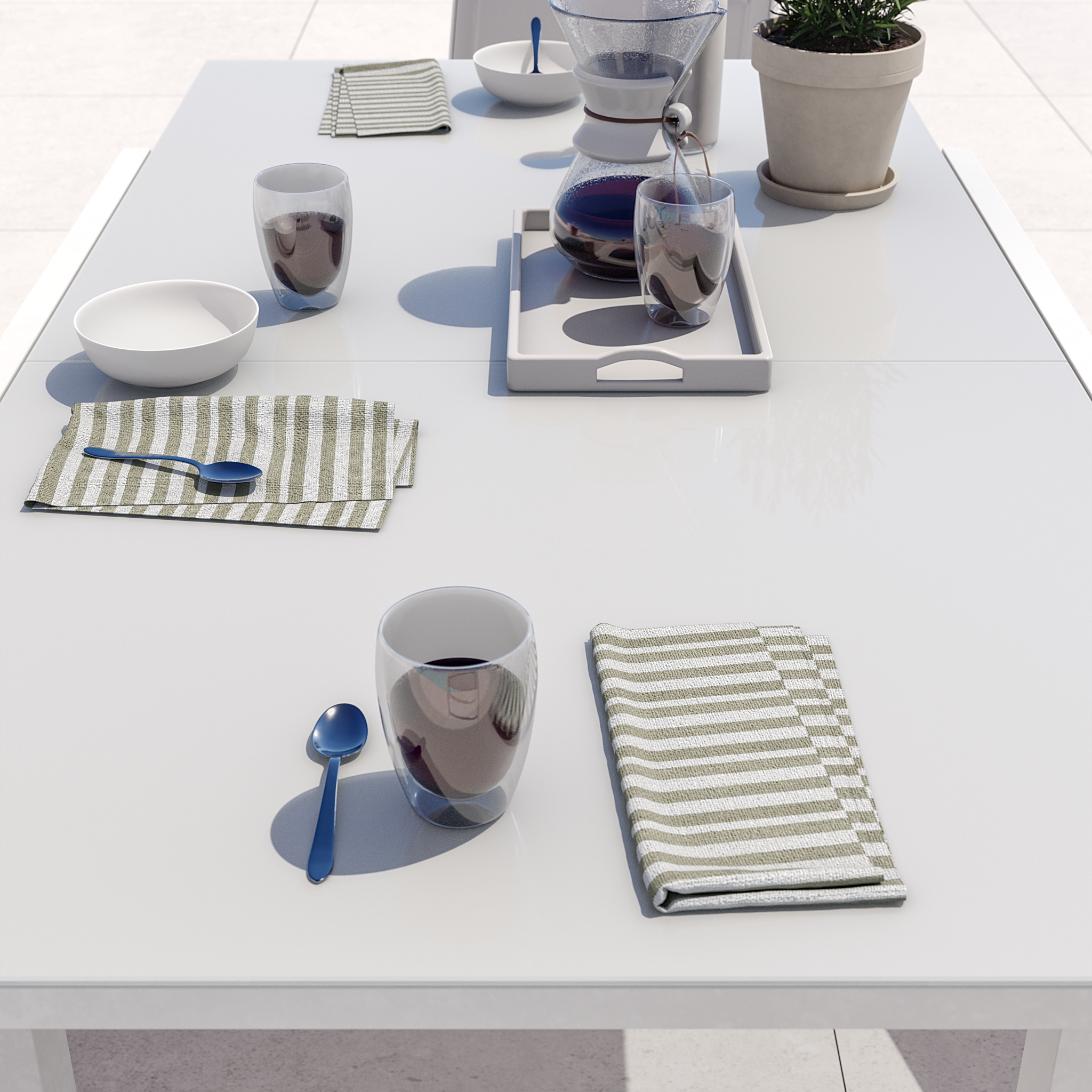 Table de jardin NATERIAL Lyra carré blanc 6 personnes - 5