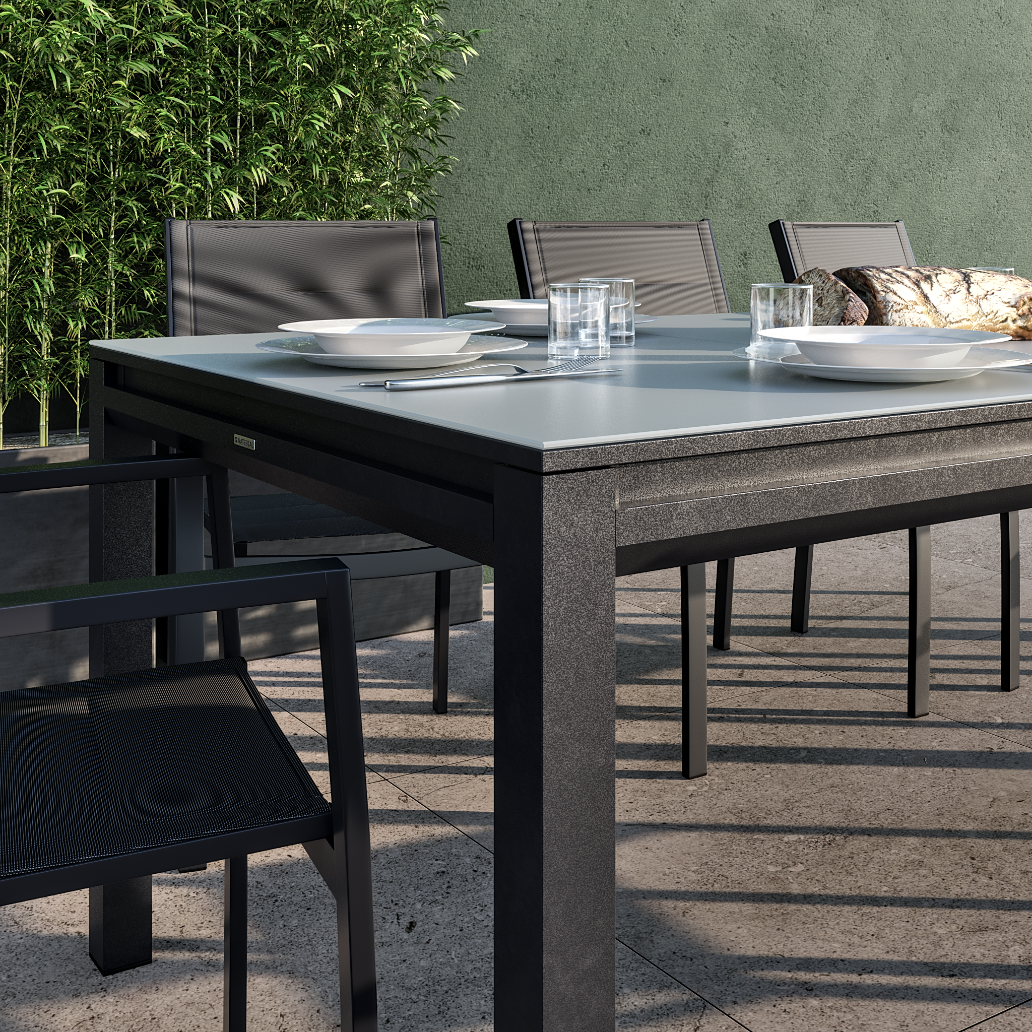 Mesa de alumínio NATERIAL ODYSSEA II EASY VIDRO 256/320X100CM ANTRACITE - 21