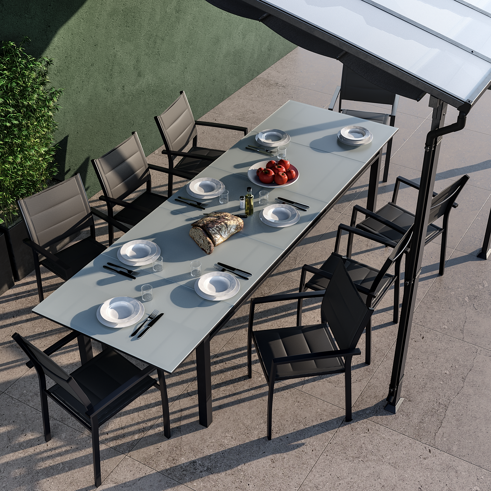 Pérgola de acero Yena gris de 400x350x270 cm - 9