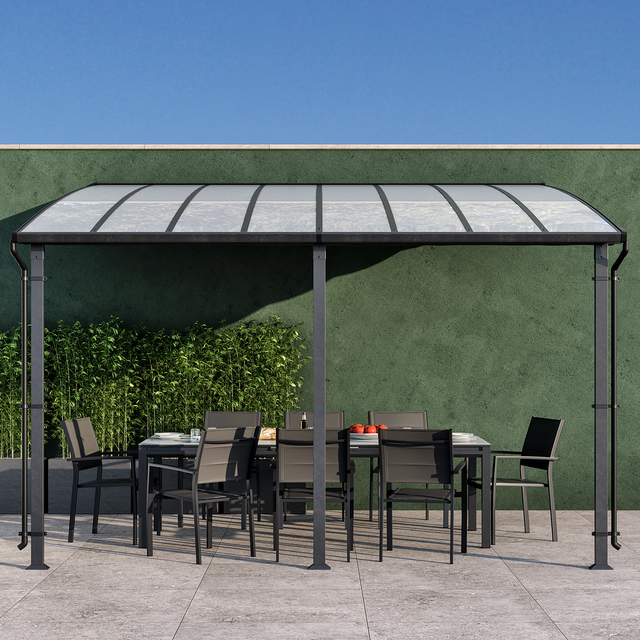 Pergola adossée NATERIAL Yena acier et aluminium gris anthracite, 12.85 m²