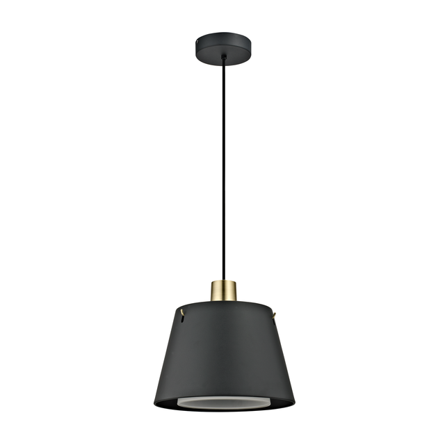 Lampadario Industriale Cotty nero paralume nero E27 Ø30cm INSPIRE