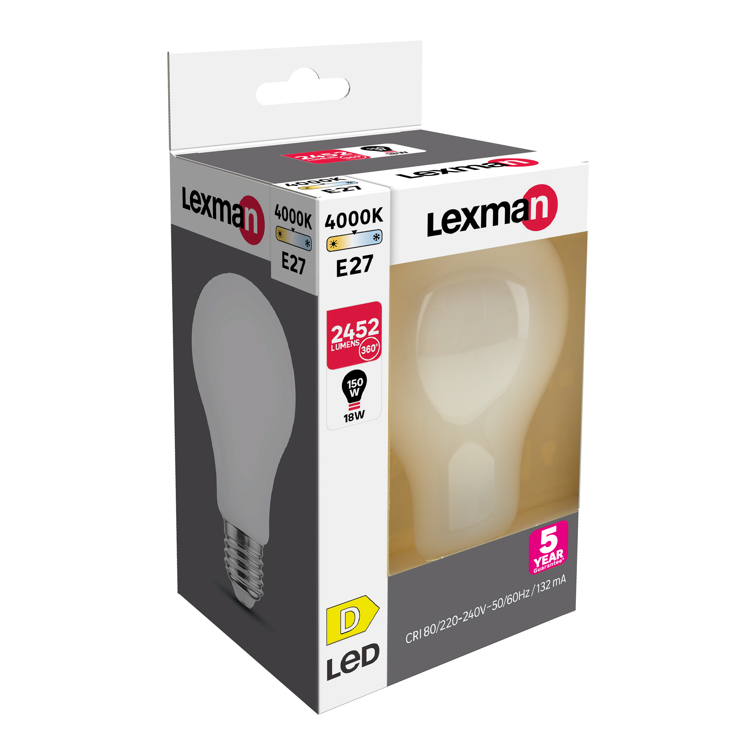 Ampoule led,  E27, 2452lm = 150W, blanc neutre, LEXMAN - 4