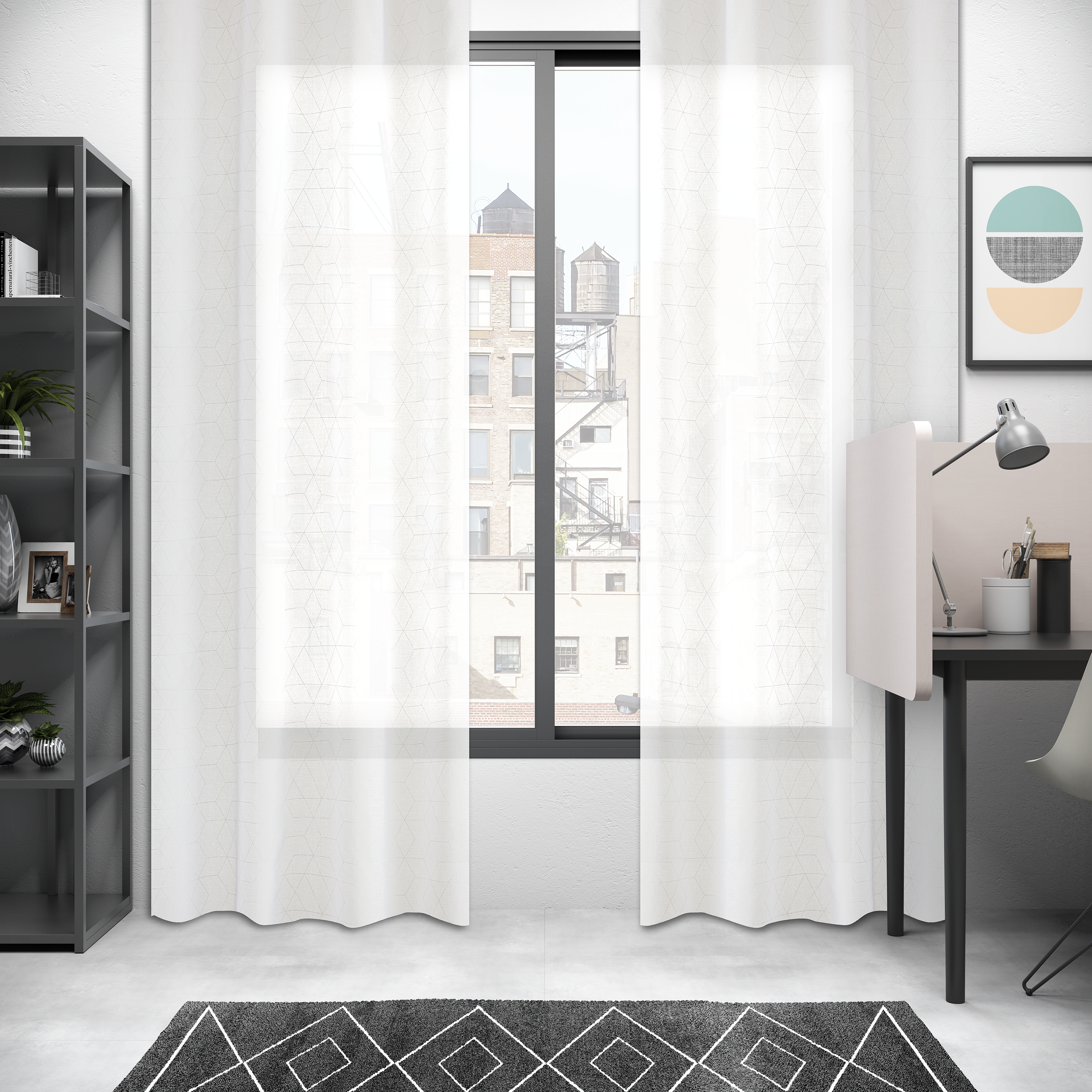 Home Collection TLA115 Tenda Luna, Poliestere, Bianco, 140x280 cm