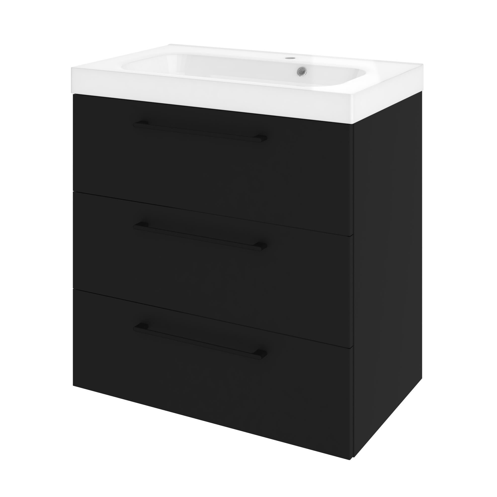 Meuble sous-vasque 3t l.75 x H.73 x P.46 cm noir mat Remix - 9