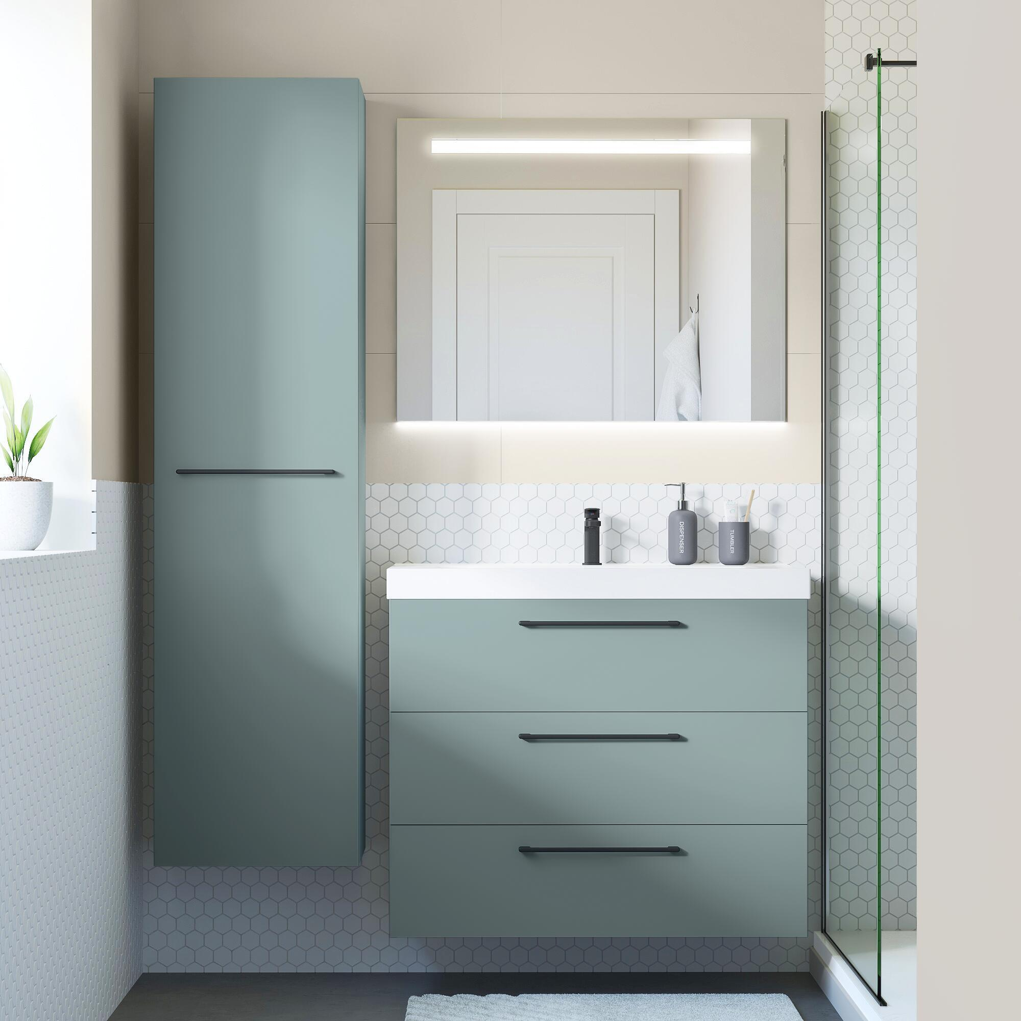 Meuble sous-vasque 3t L.90cm x H.73cm x P.48cm vert celadon Remix - 2