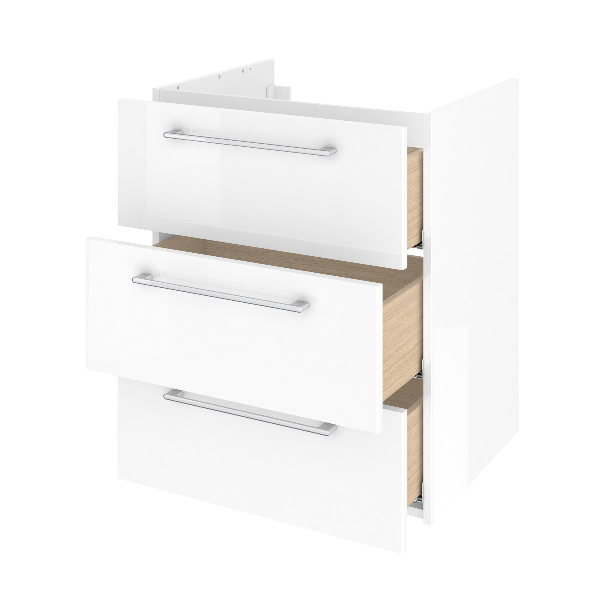 Mobile da bagno sospeso sotto lavabo L 60 x H 73 x P 48 cm bianco laminato lucido, 3 cassetti SENSEA Remix - 10