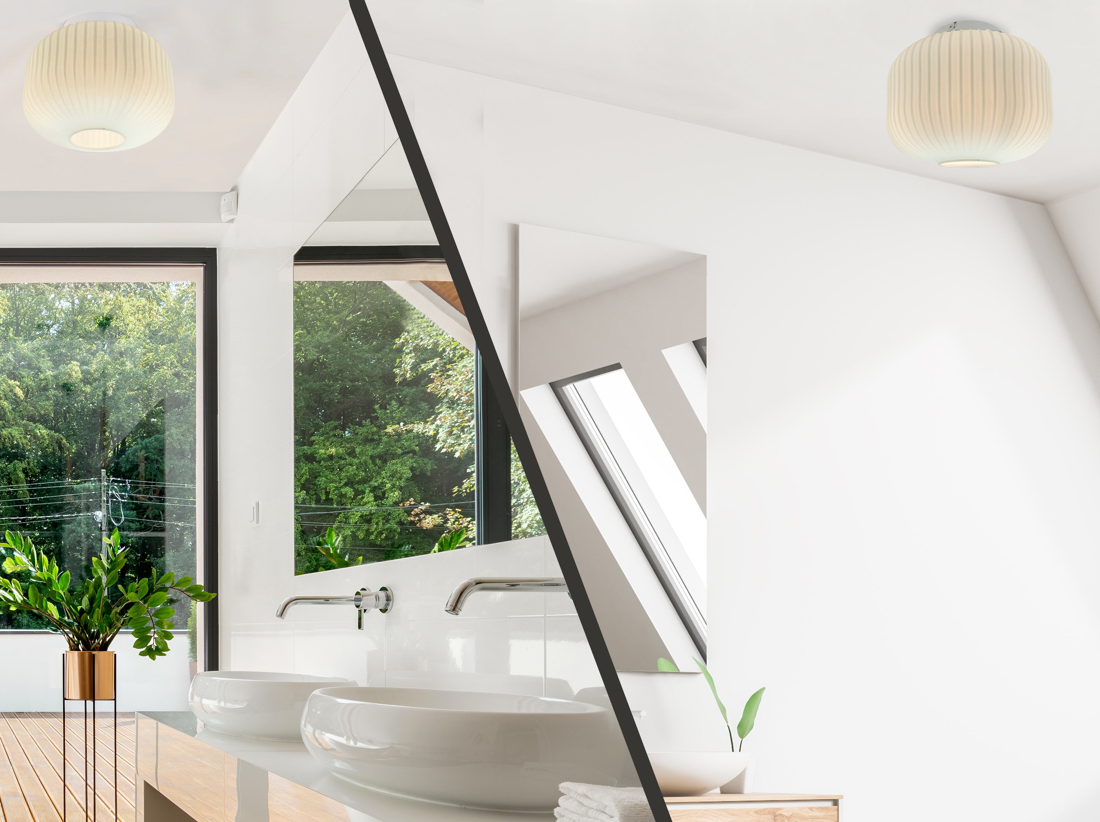 Plafonnier salle de bain E27 Laguna, D.24 cm verre blanc, Brilliant - 6