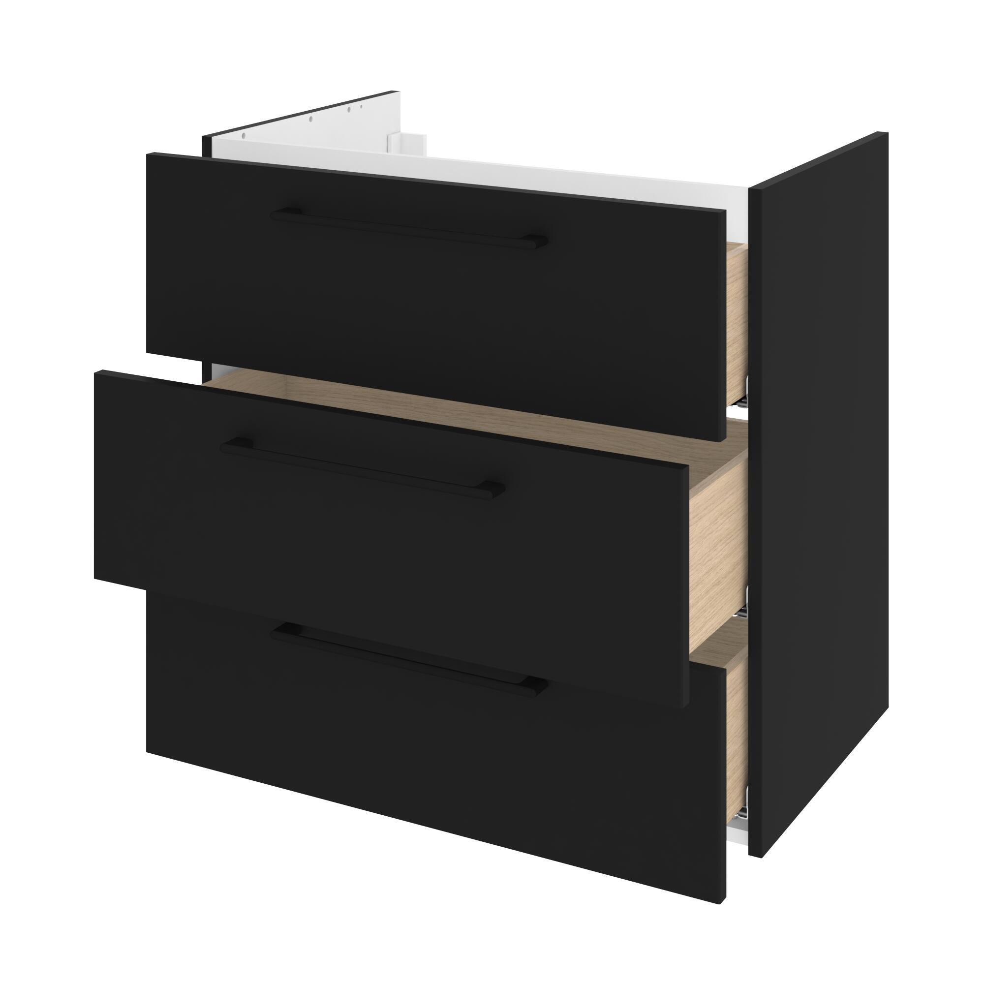 Meuble sous-vasque 3t l.75 x H.73 x P.46 cm noir mat Remix - 7