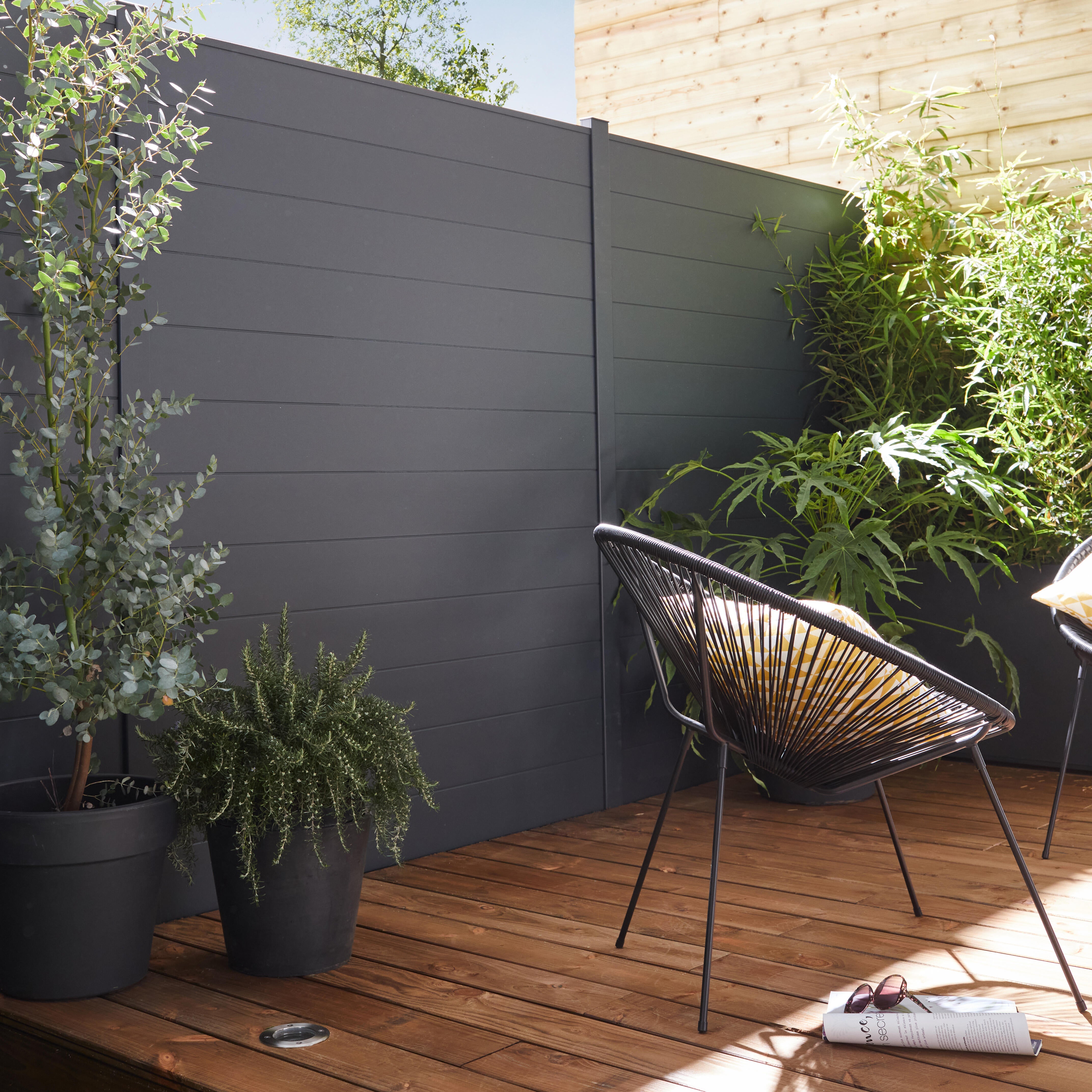 Lame de clôture aluminium pleine Klos up! gris zinc, H.15 x l.145 cm - 3