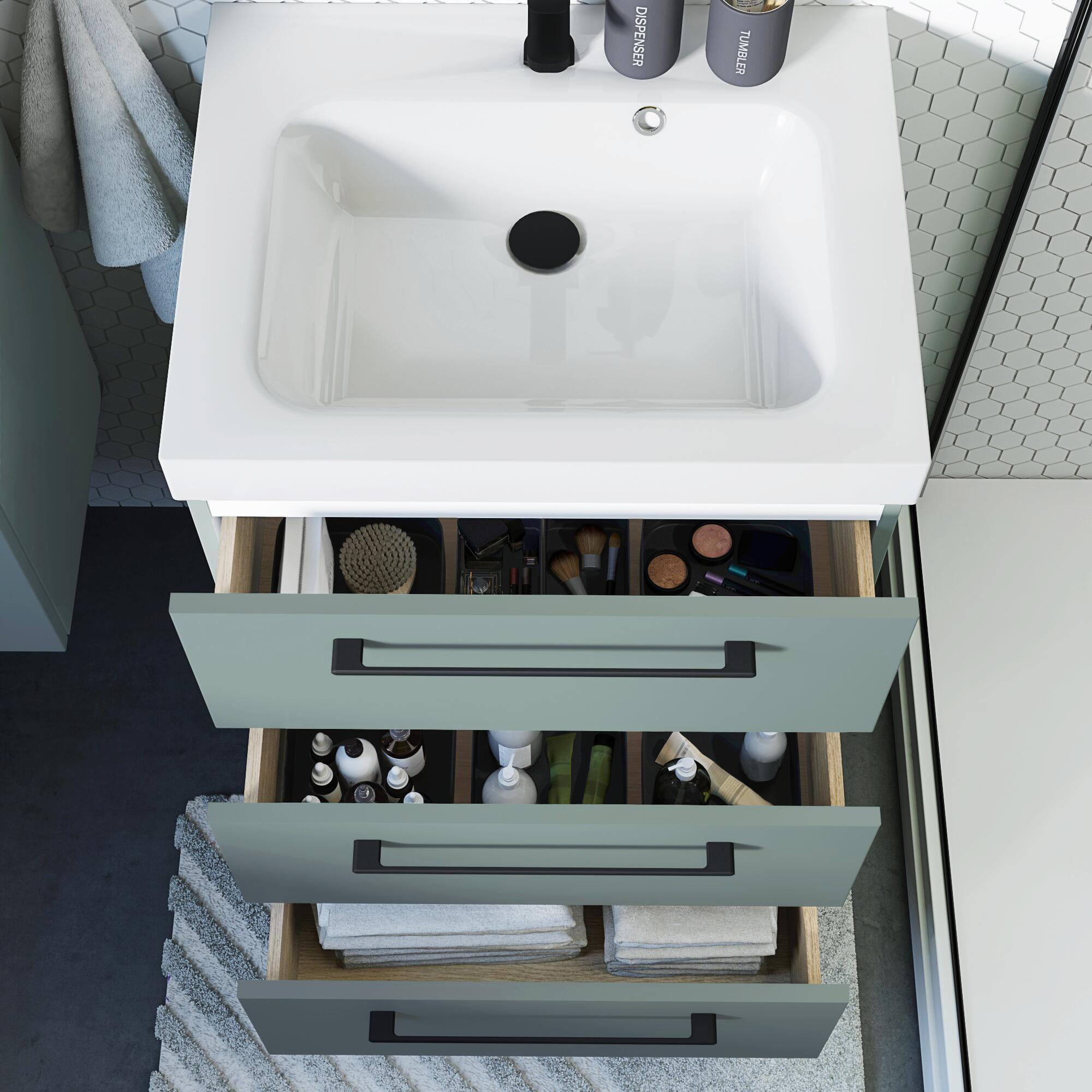 Meuble sous-vasque 3t L.60cm x H.73cm x P.48cm vert celadon Remix - 5