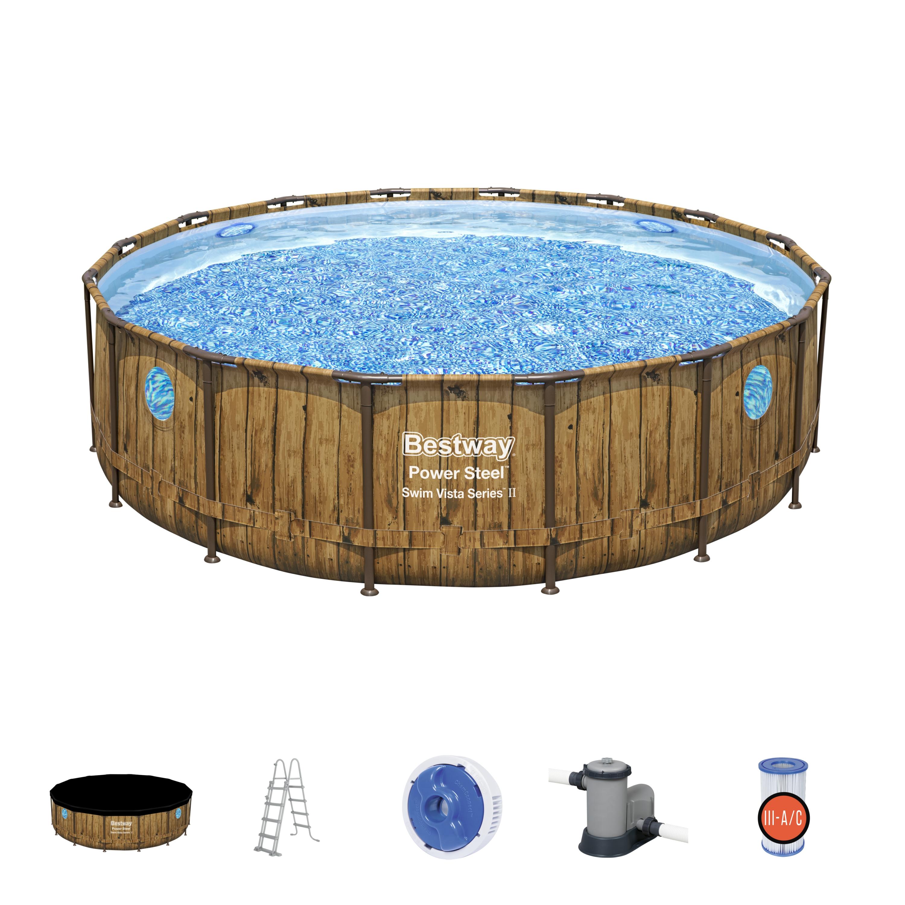 Piscina redonda de pvc bestway power steel swim de 488x122 cm