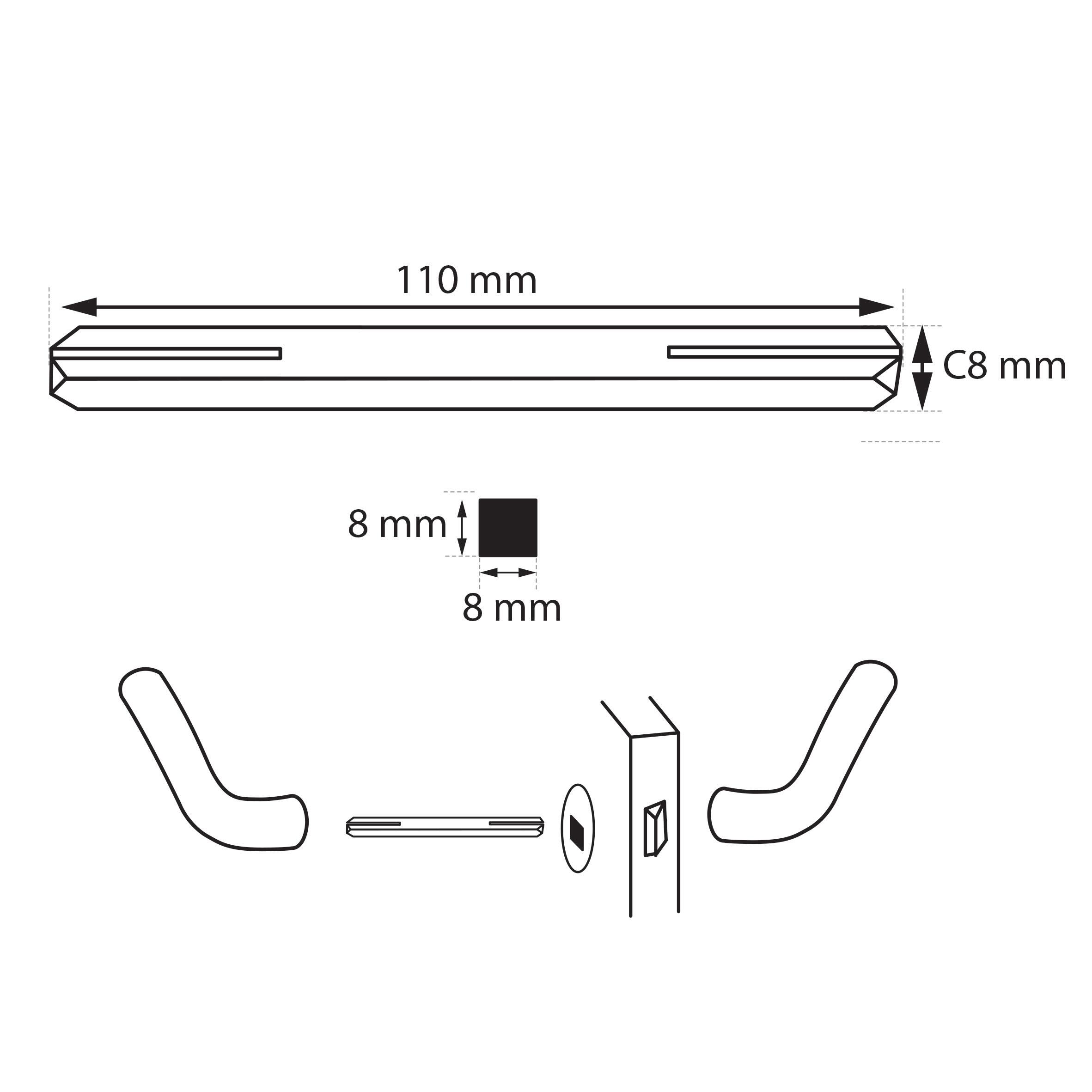 Accessoires pour porte acier zingué, L.11 x l.0.8 x H.0.8 cm - 2