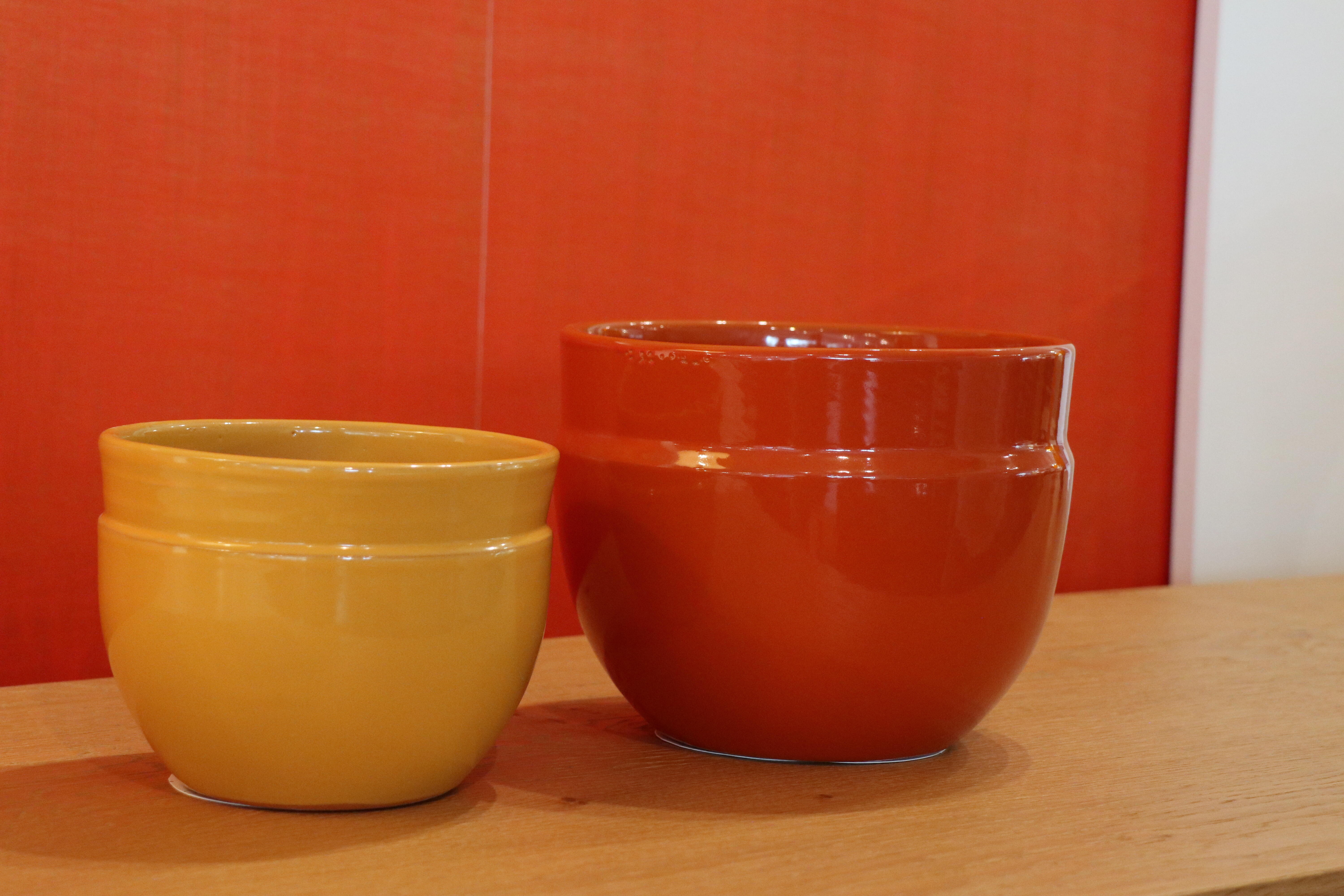 Pot terre cuite émaillée Austral a fleur de peau brique d20 orange