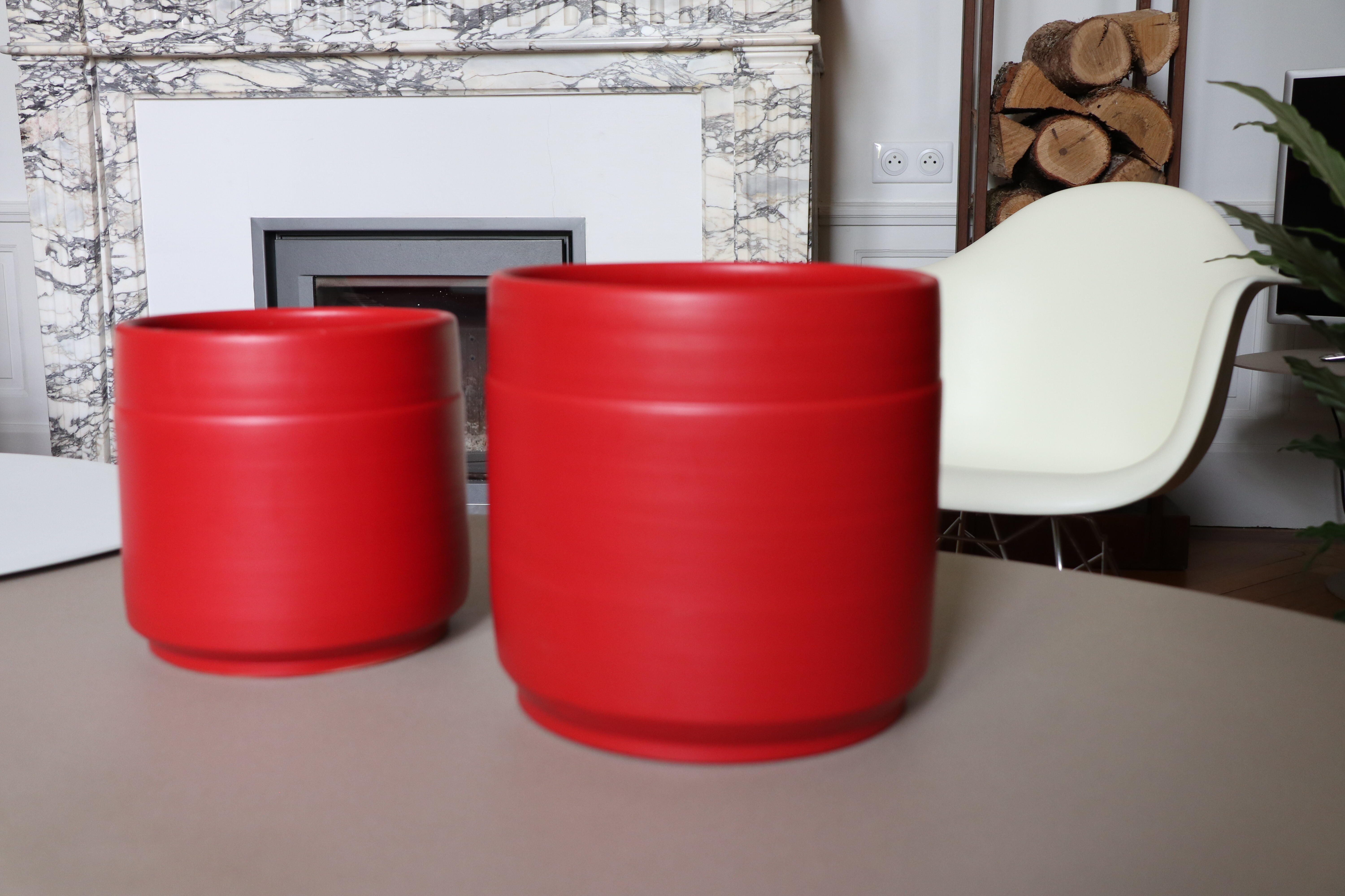 Pot terre cuite émaillée eveil intrigue d24 rouge | Leroy Merlin
