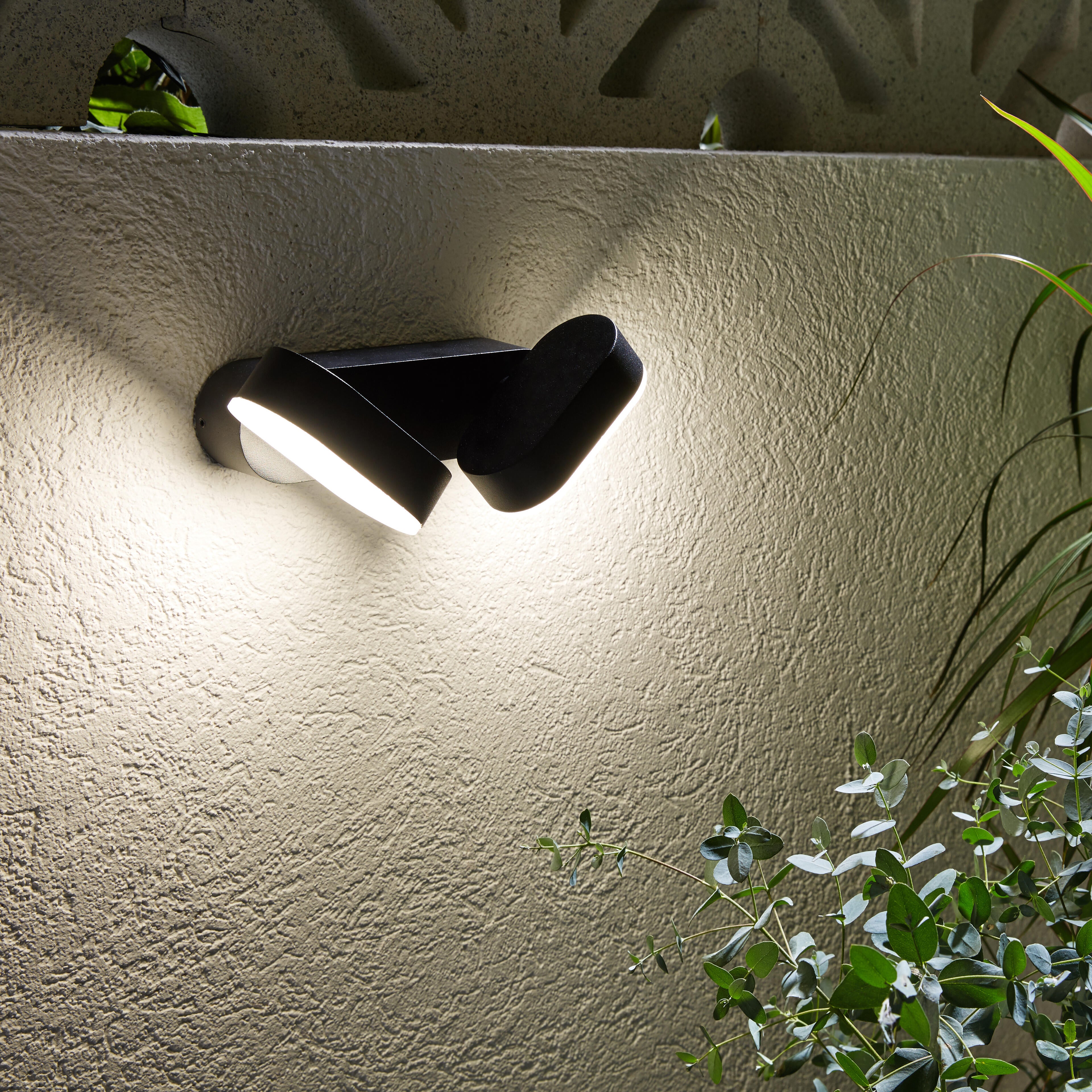 Candeeiro de parede com lâmpada de exterior Arund LED 2 luzes 1600lm preto Inspire - 3