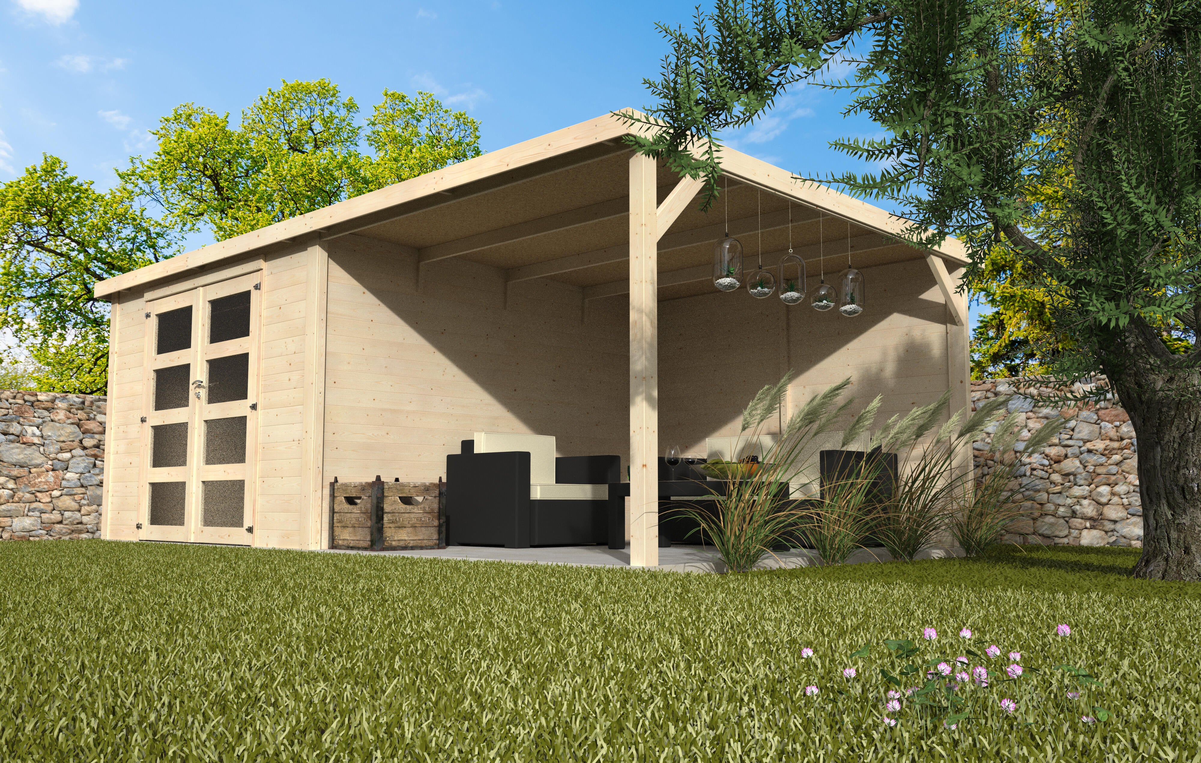 Abri de jardin bois DECOR ET JARDIN Delices Ep.28 mm, 17.4 m² - 2
