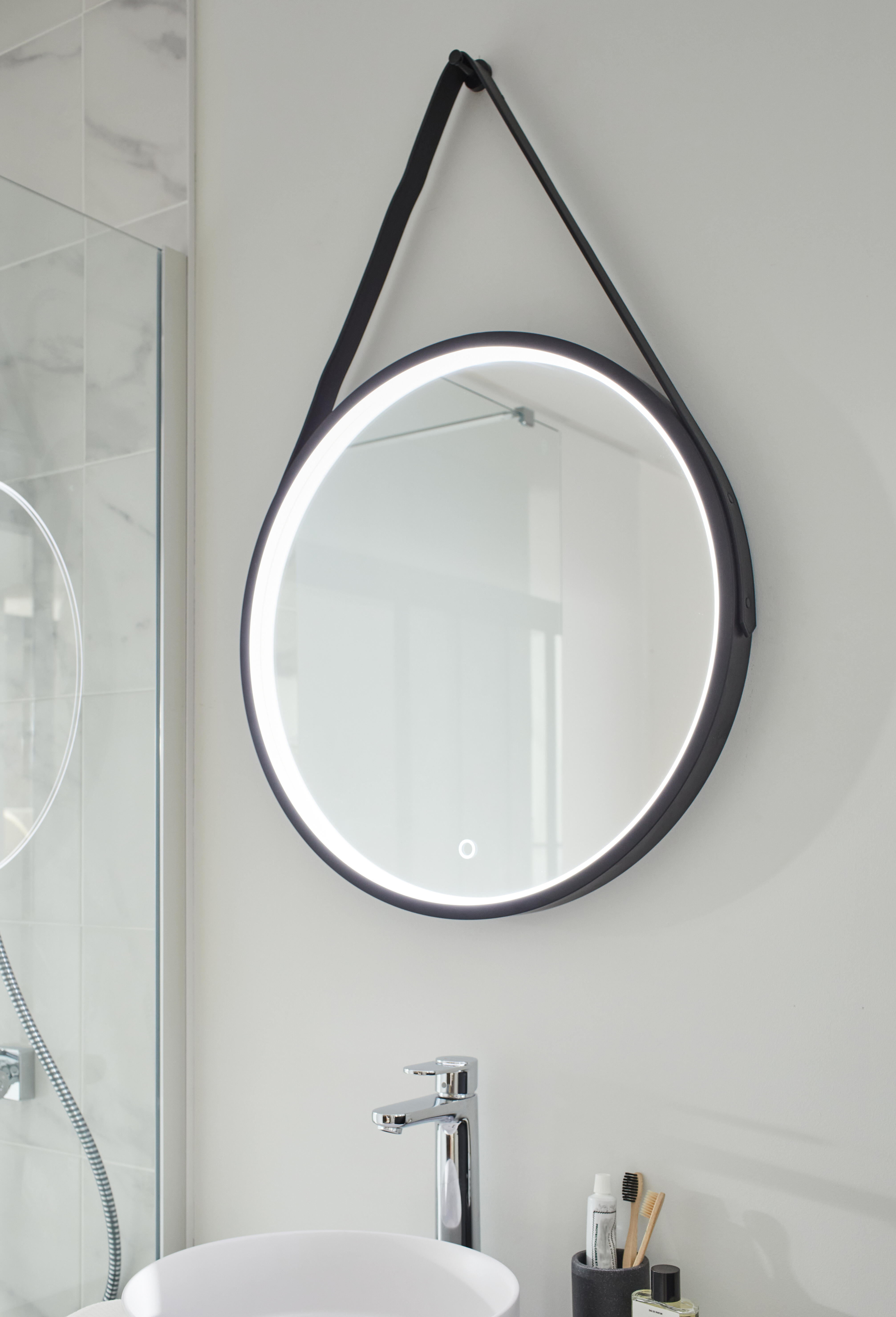 Miroir lumineux rond noir Diam.60 cm Barber, Tactile, Antibuée, Variateur - 5