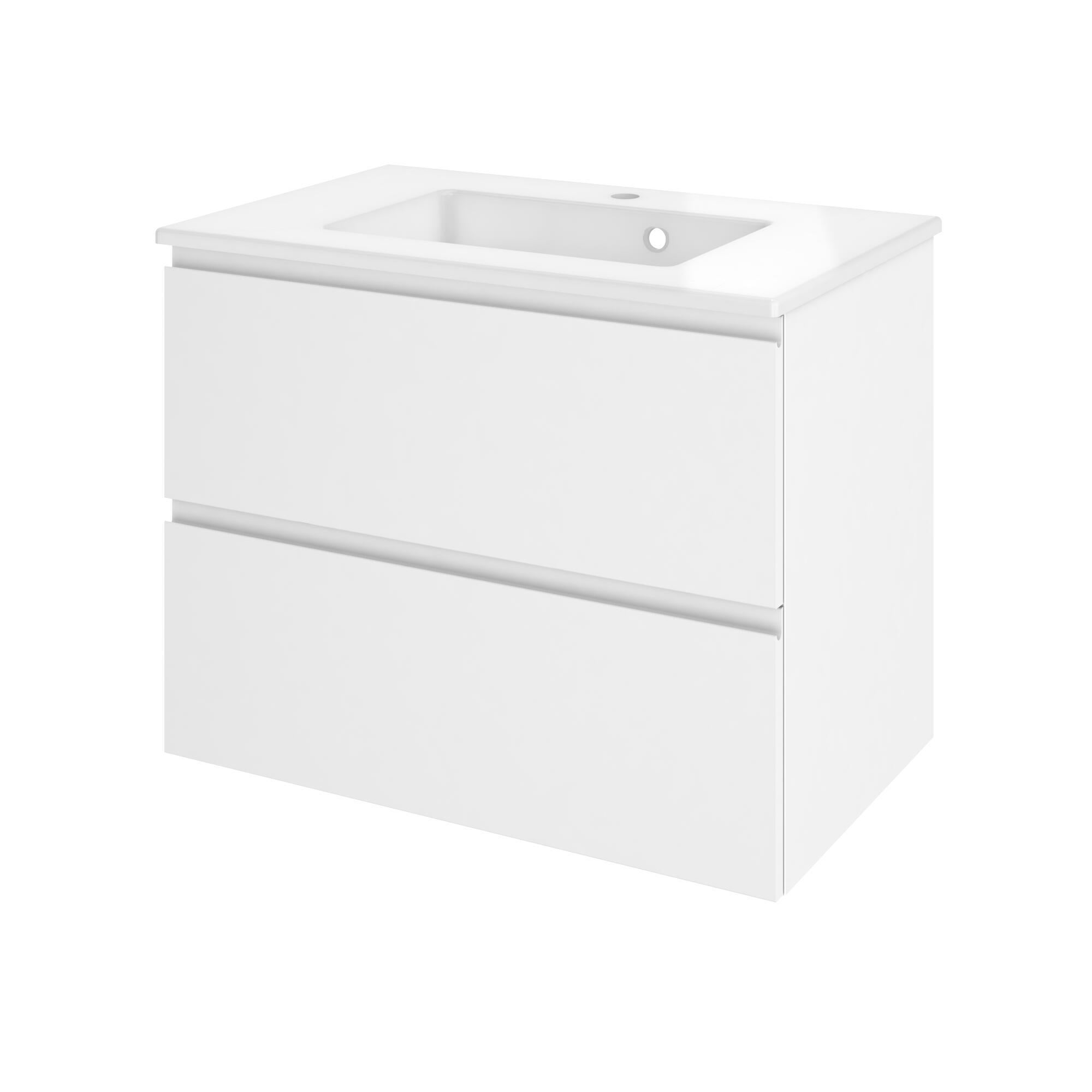 Lavabo a incasso rettangolare vasca centrale Neo L 76 x H 11 x P 49 cm in porcellana bianco lucido - 8