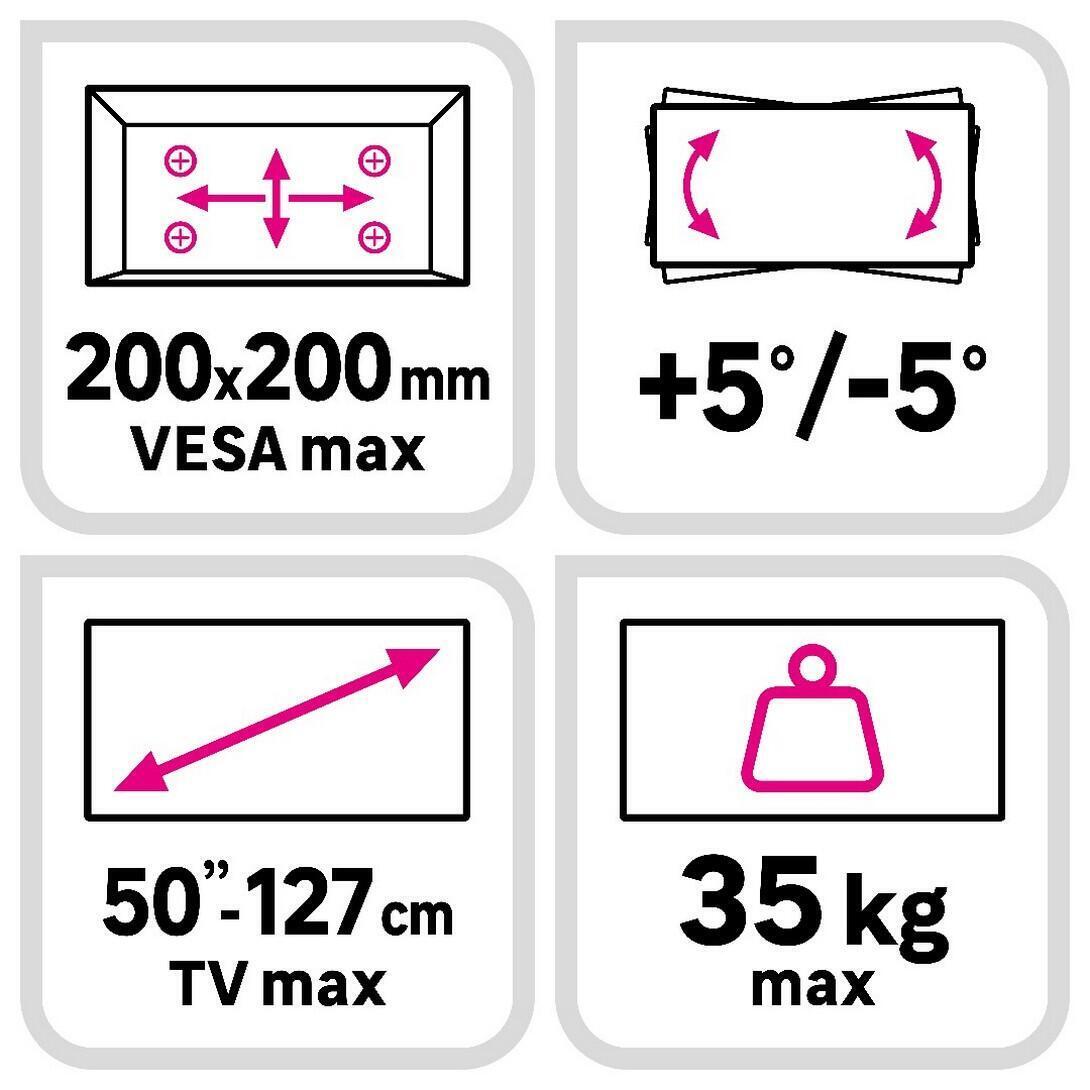Support mural TV inclinable 50'max, charge maximale 35 kg, LEXMAN - 10