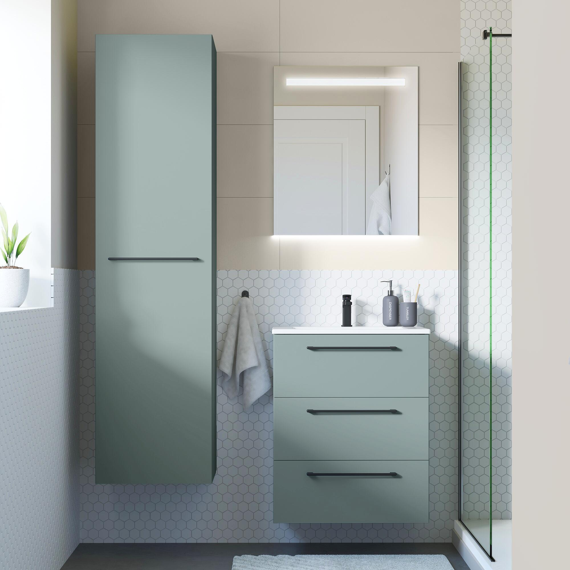 Meuble sous-vasque 3t L.60cm x H.73cm x P.48cm vert celadon Remix - 3
