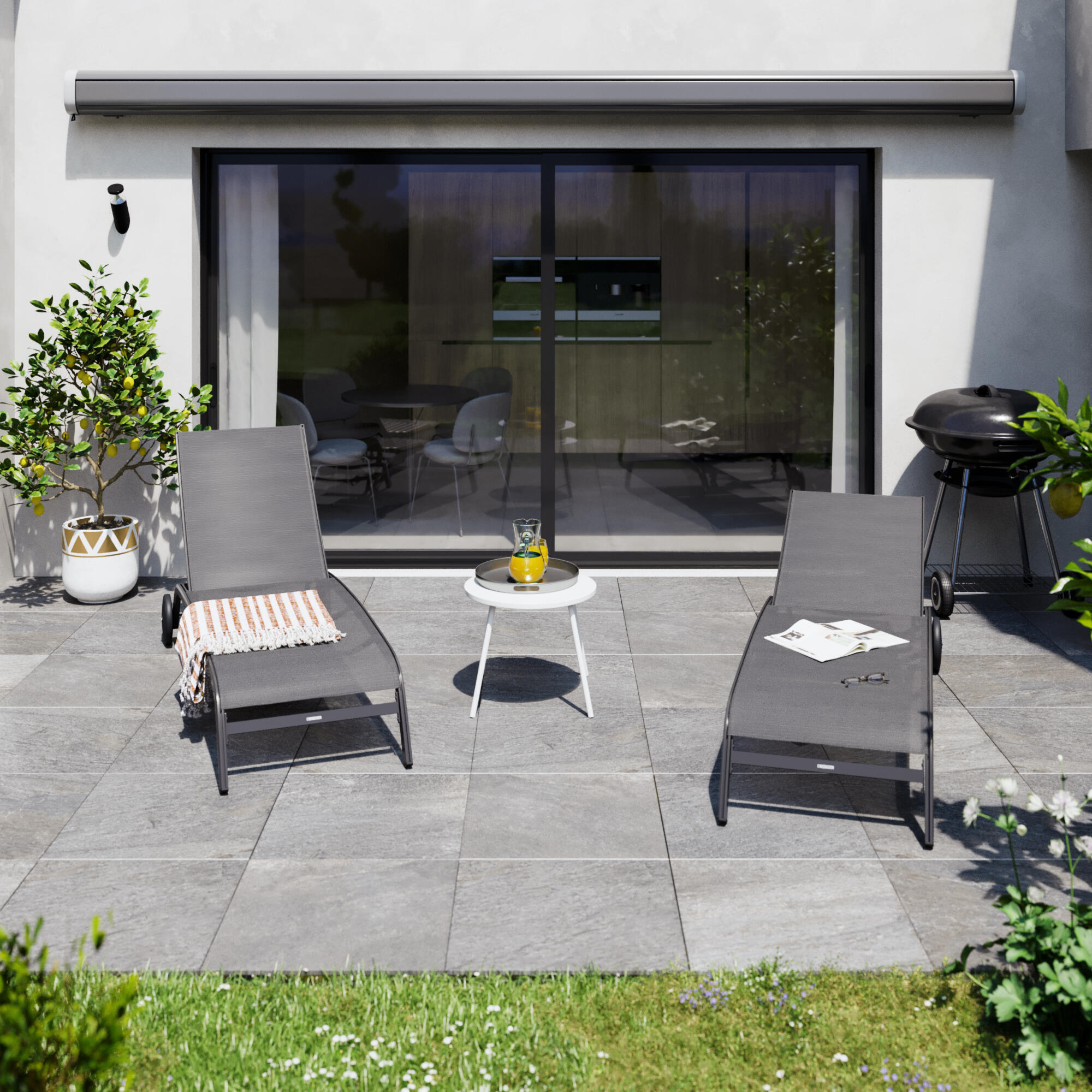 Bain de soleil en aluminium NATERIAL Lyra gris - 2