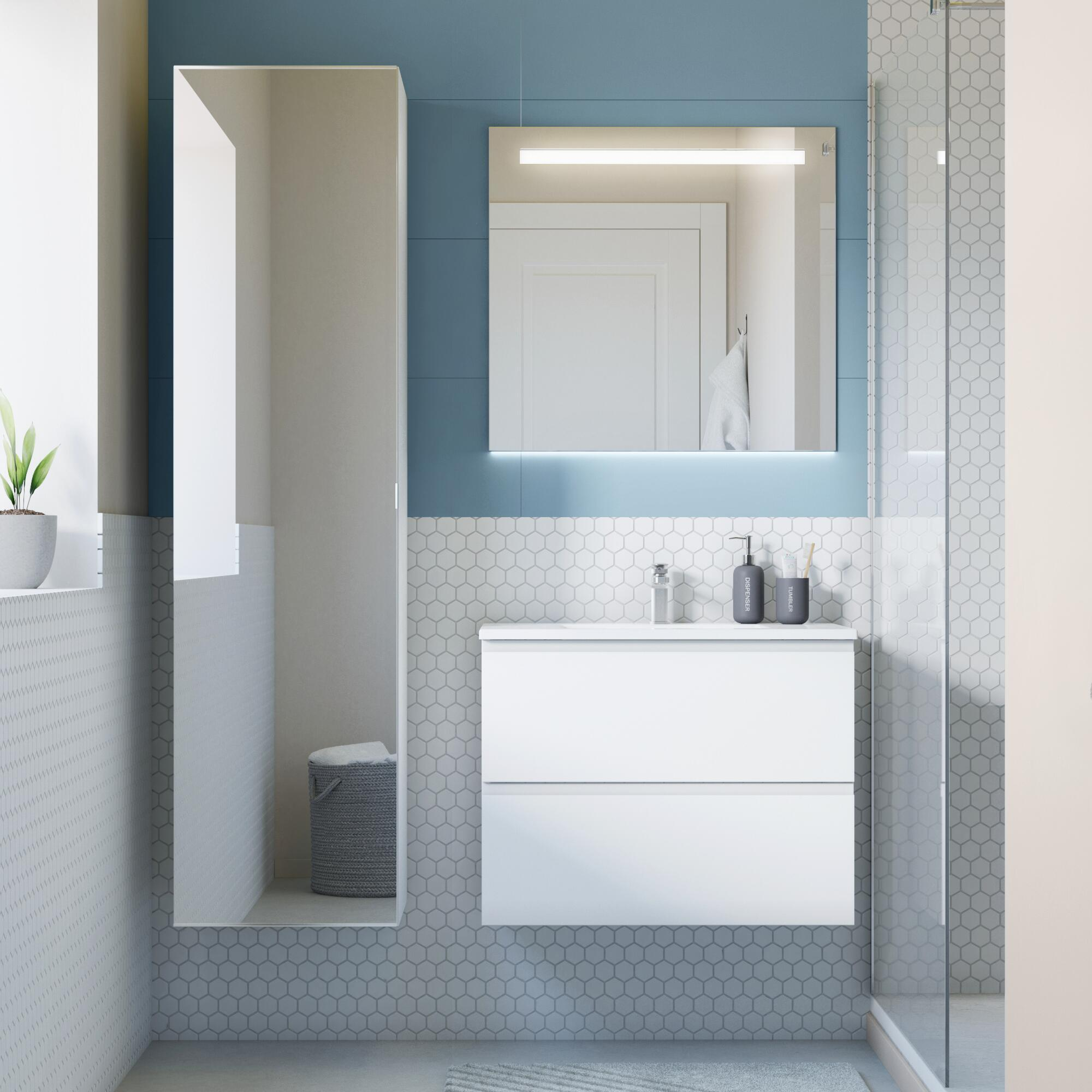 Lavabo a incasso rettangolare vasca centrale Neo L 61 x H 11.2 x P 49 cm in ceramica bianco lucido - 6