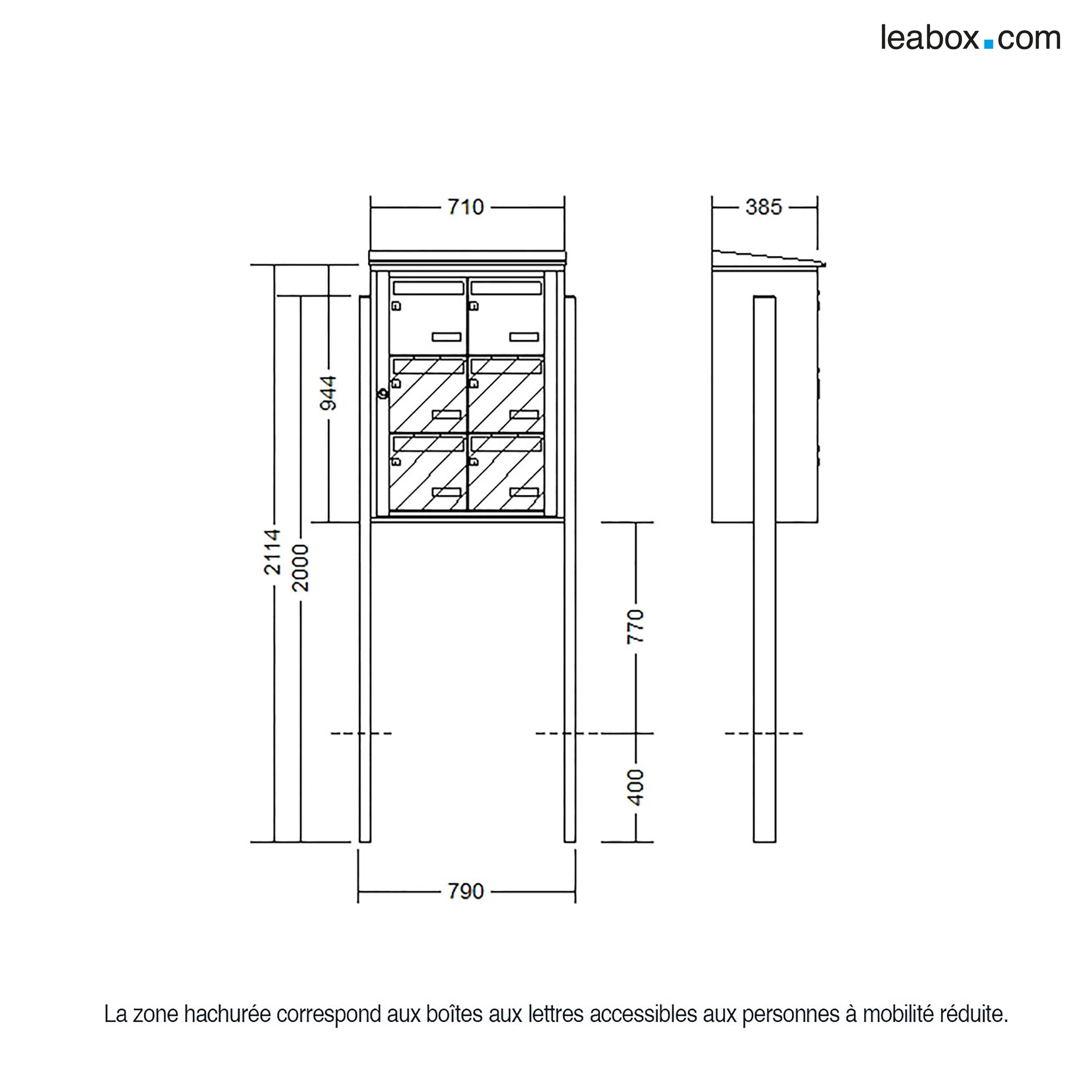 Boîte aux lettres collective extérieur LEABOX.COM 2x3 acier anthracite brillant - 7