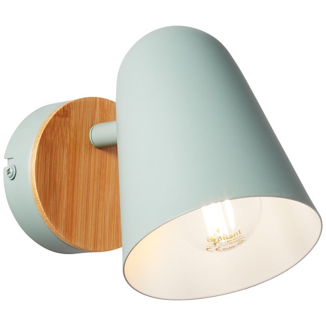 Foco decorativo 1 luz E14 de hierro verde 13 cm