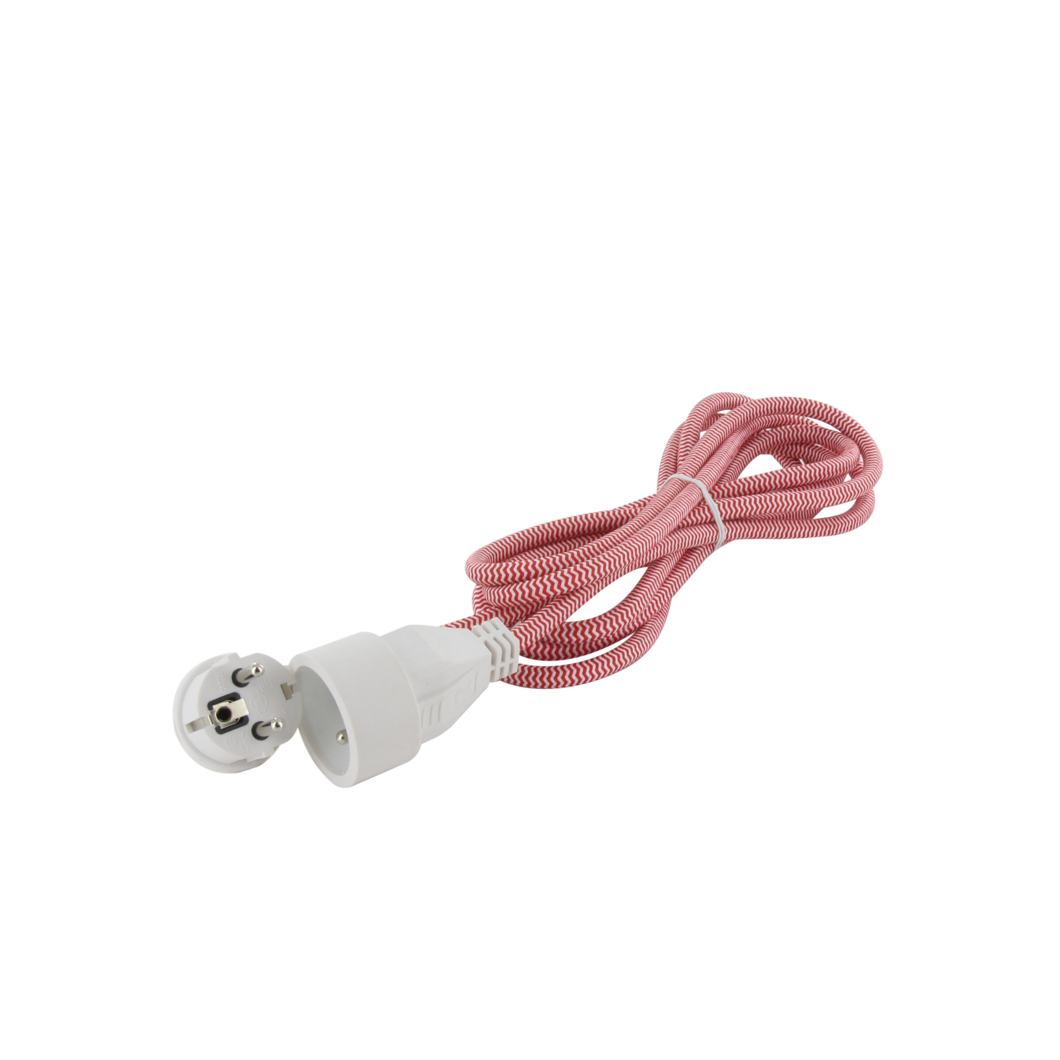 Rallonge électrique avec terre L. 3 m 3G1.5, rouge/blanc, CHACON ...