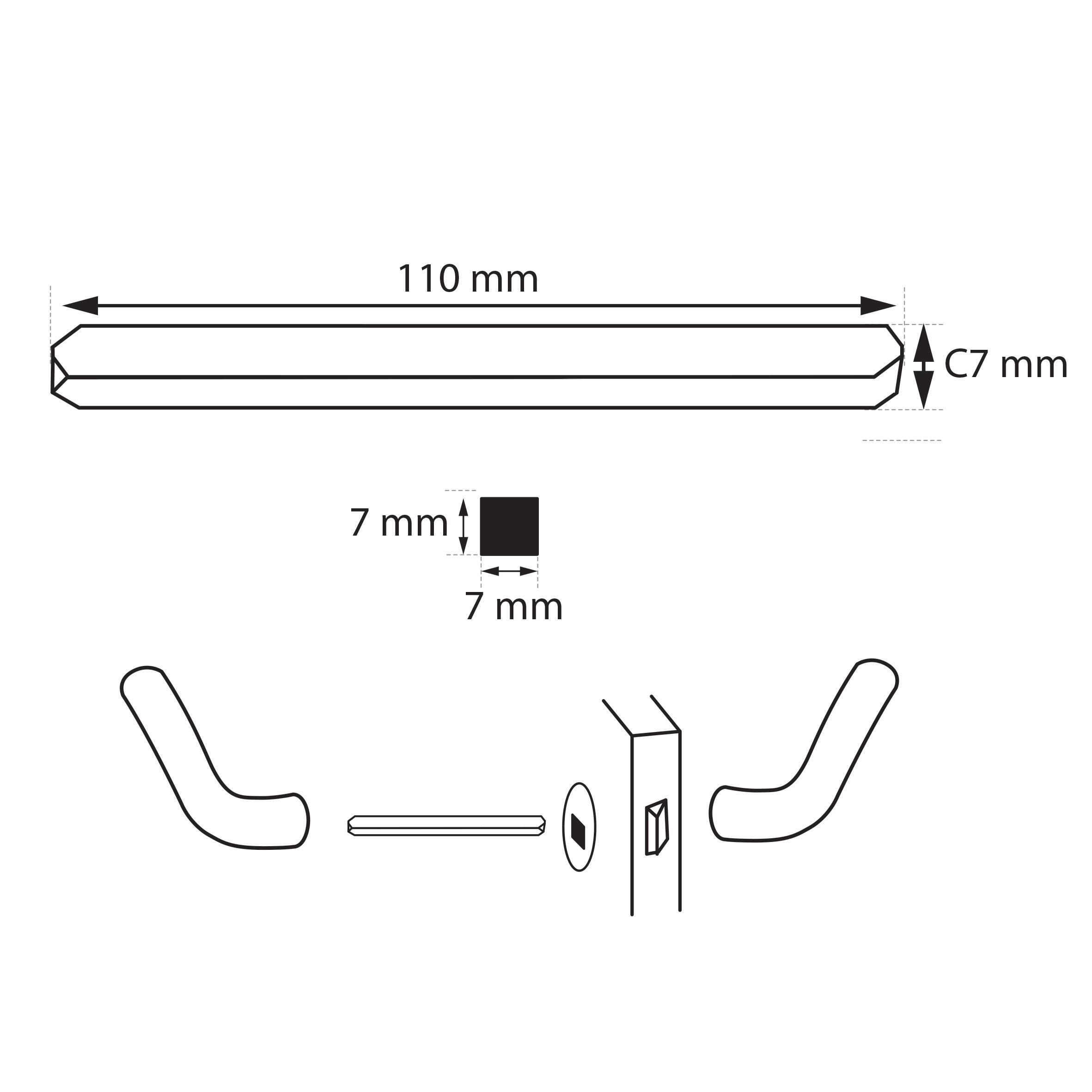 Accessoires pour porte acier zingué, L.11 x l.0.7 x H.0.7 cm - 2