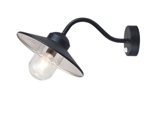 Applique extérieure bord de mer, avec détecteur E27 max 60W noir Klampenborg