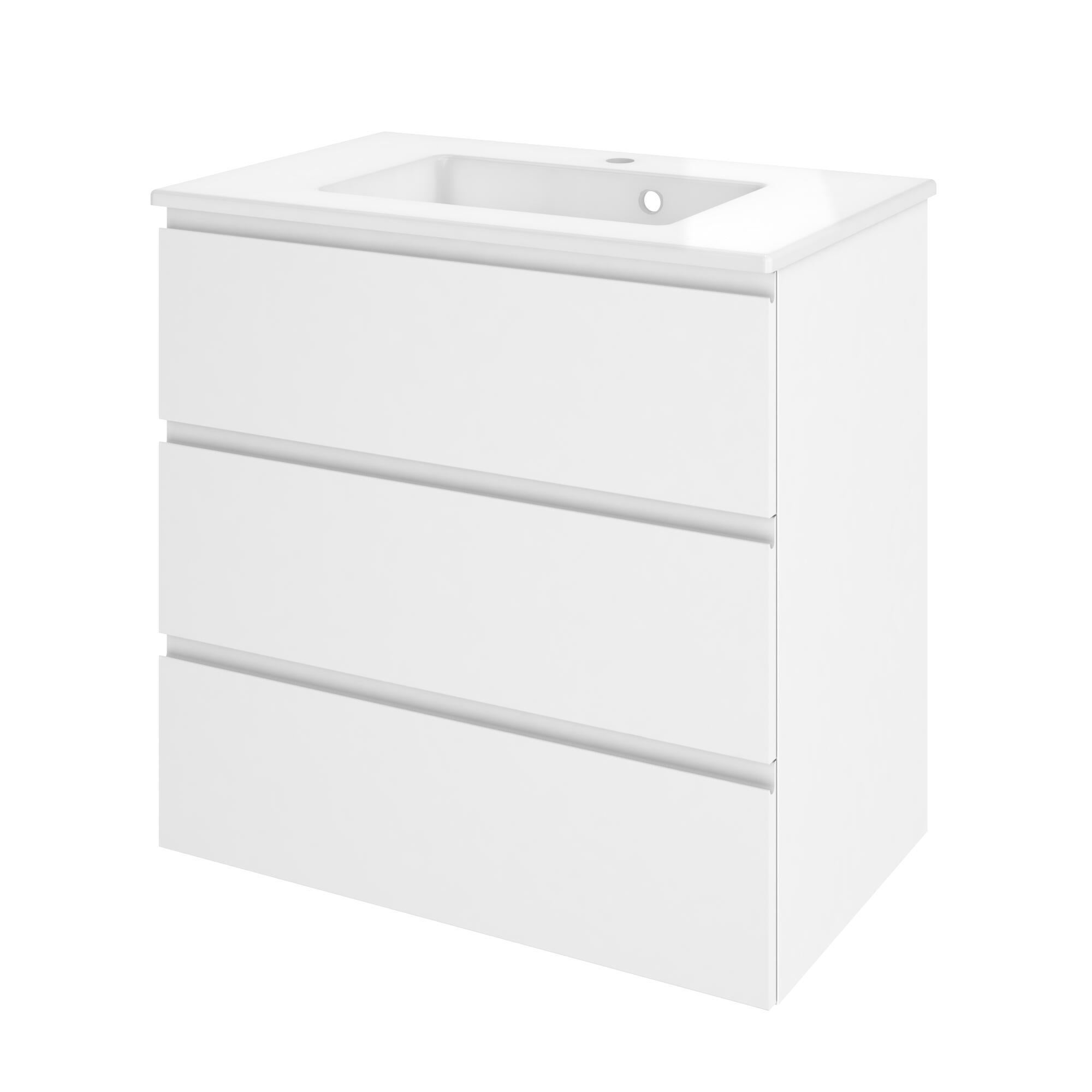 Lavabo a incasso rettangolare vasca centrale Neo L 76 x H 11 x P 49 cm in porcellana bianco lucido - 6
