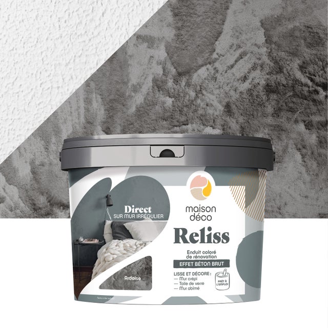 Enduit décoratif Reliss béton MAISON DECO, ardoise, 15 kg