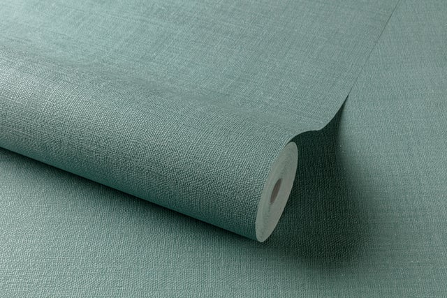 Papier peint vinyle Textile nacré vert laguna