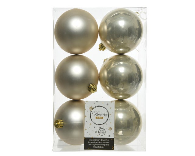 Conjunto de 6 bolas de natal ⌀8 cm champagne