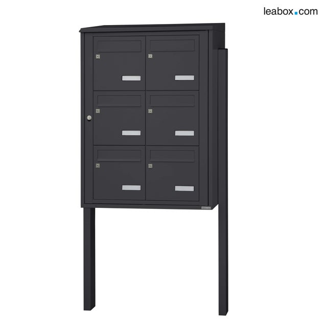 Boîte aux lettres collective extérieur LEABOX.COM 2x3 acier anthracite brillant