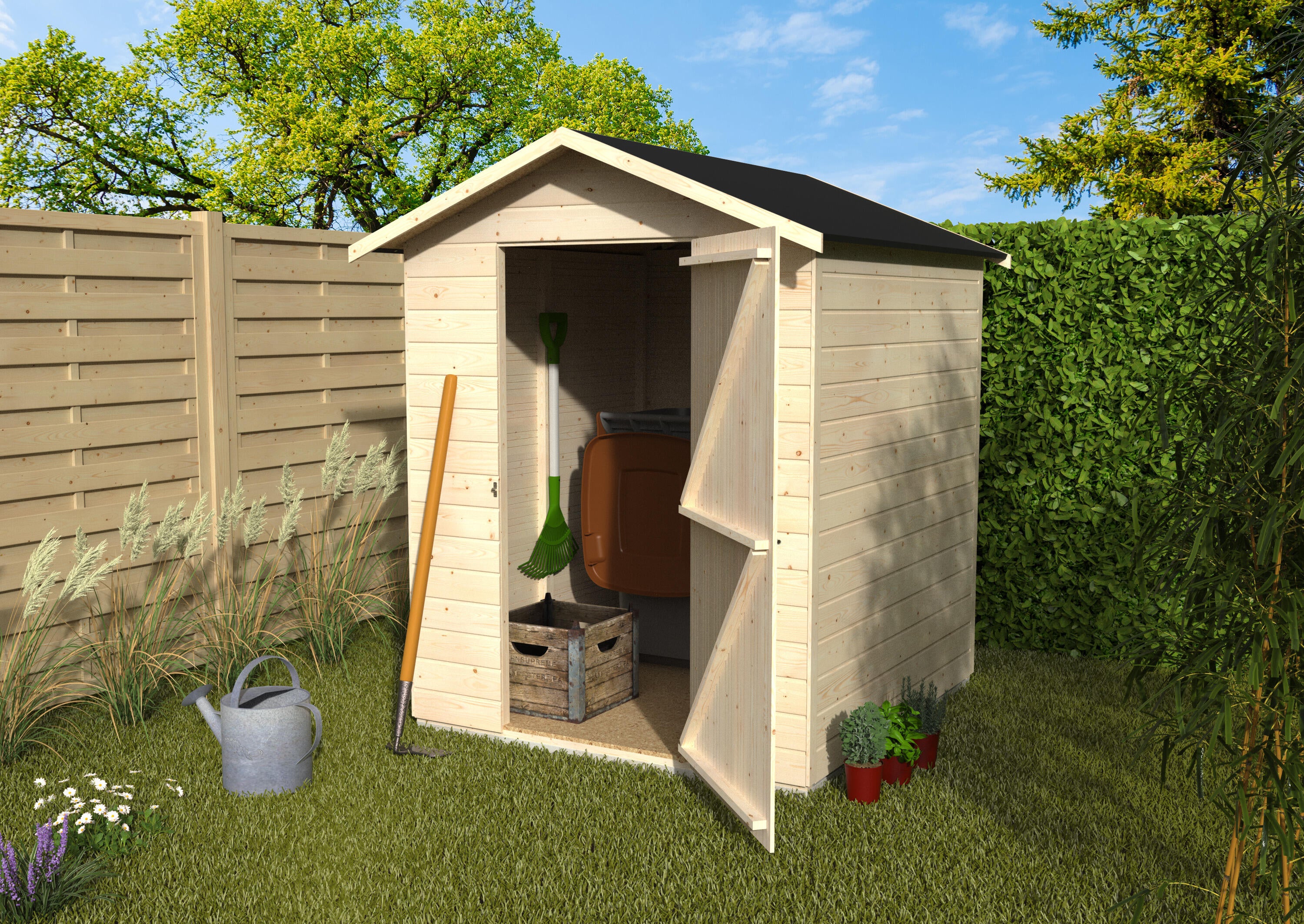 Caseta de madera Dolomita de 170.8x199.8x182.7 cm y 2.44 m2 con 12 mm espesor y puerta abatible NATERIAL - 3