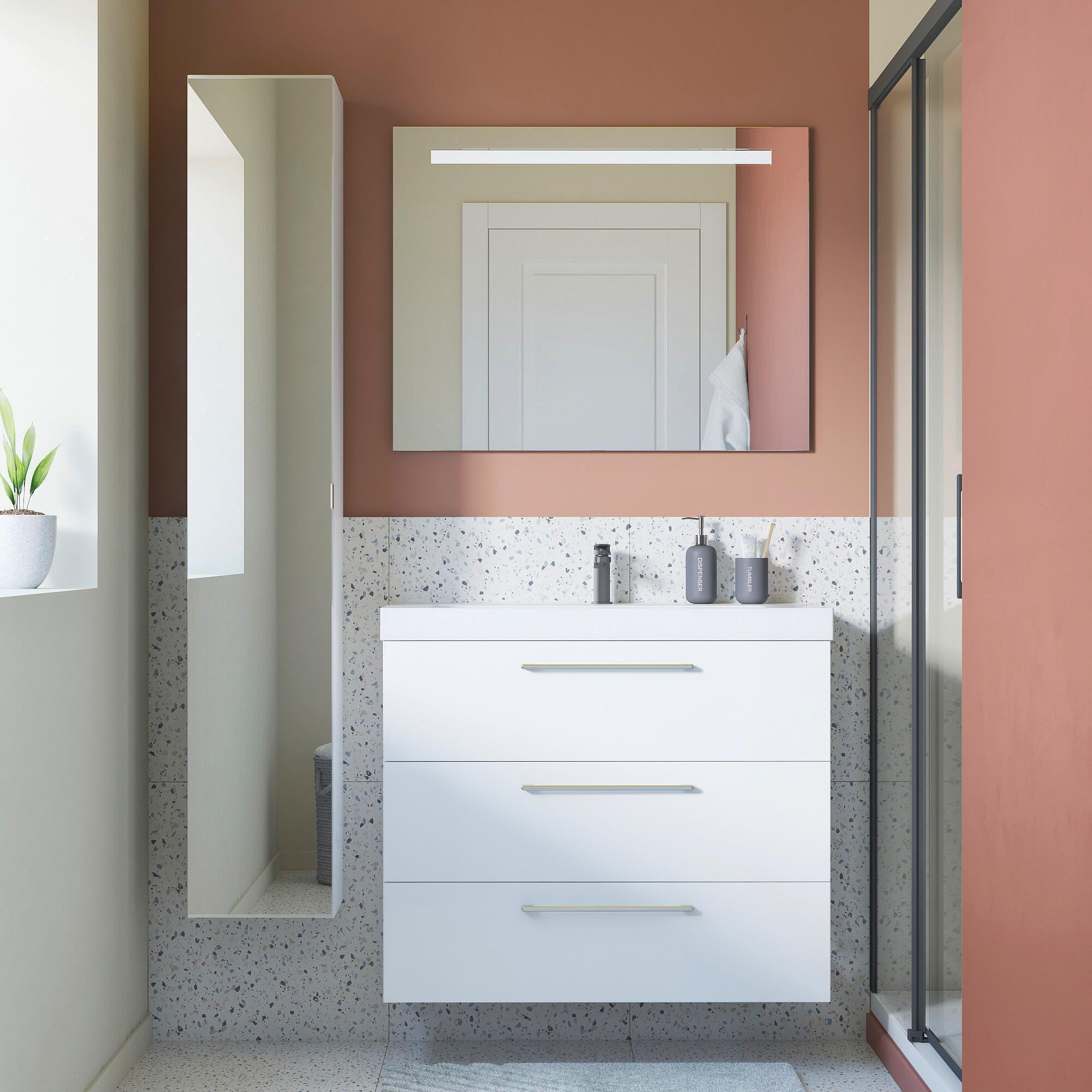 Meuble de salle de bains, Remix l.90 x H.73 x P.46 cm, blanc, Remix - 6