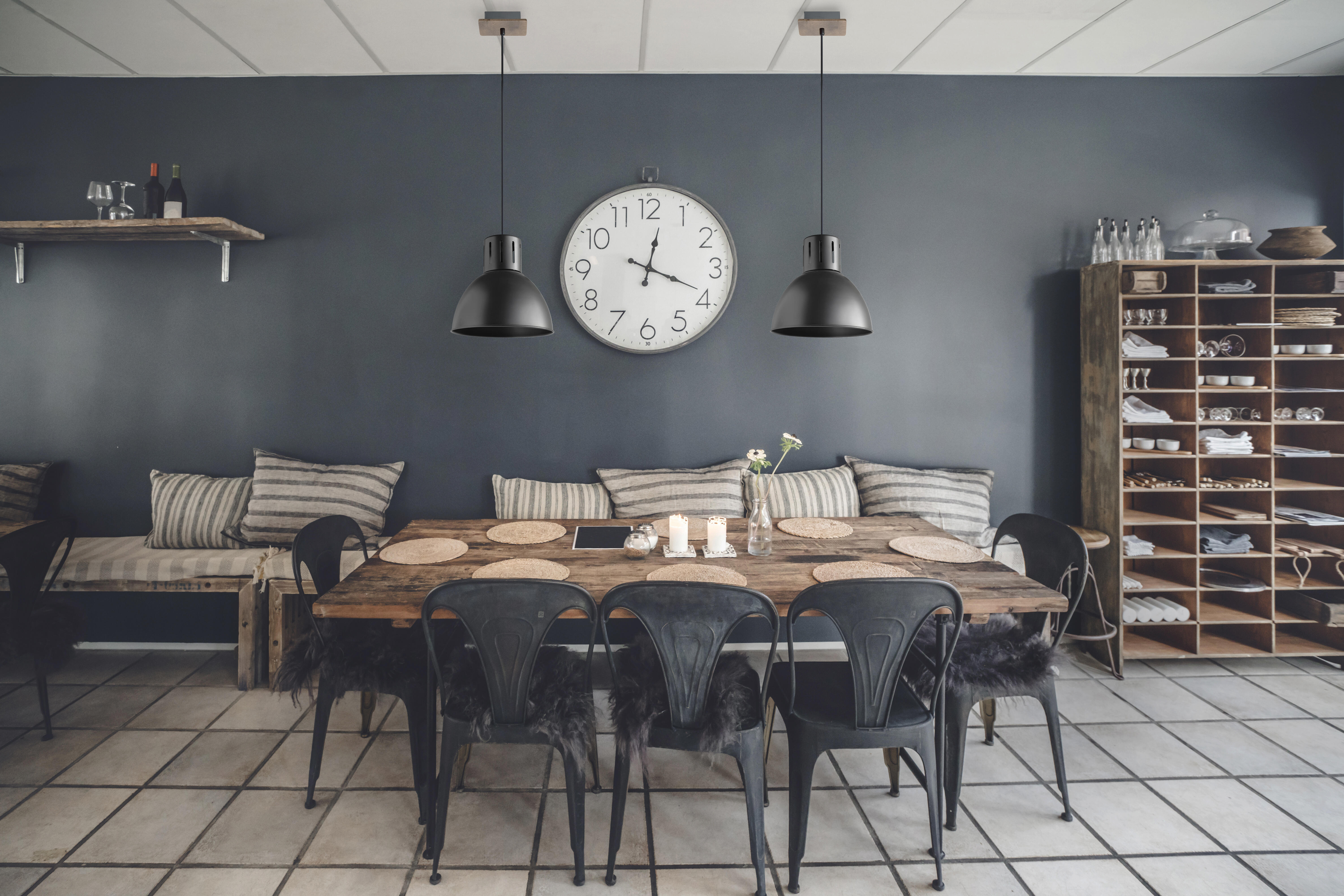 Suspension Factory bois, noir, Diam.23 cm, E27 - 2