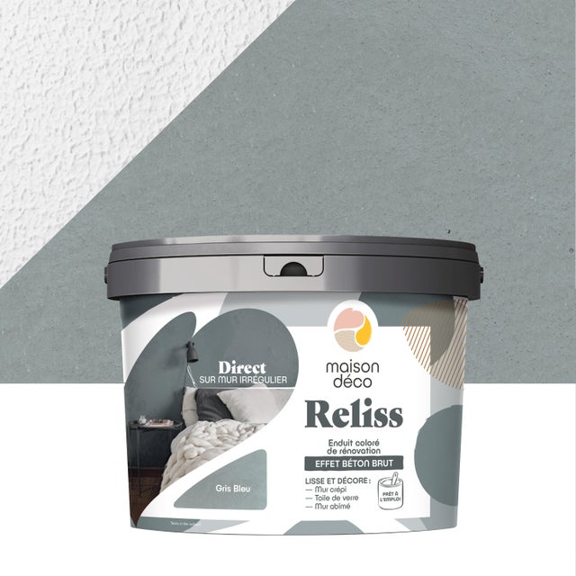 Enduit décoratif Reliss béton MAISON DECO, gris bleu, 15 kg