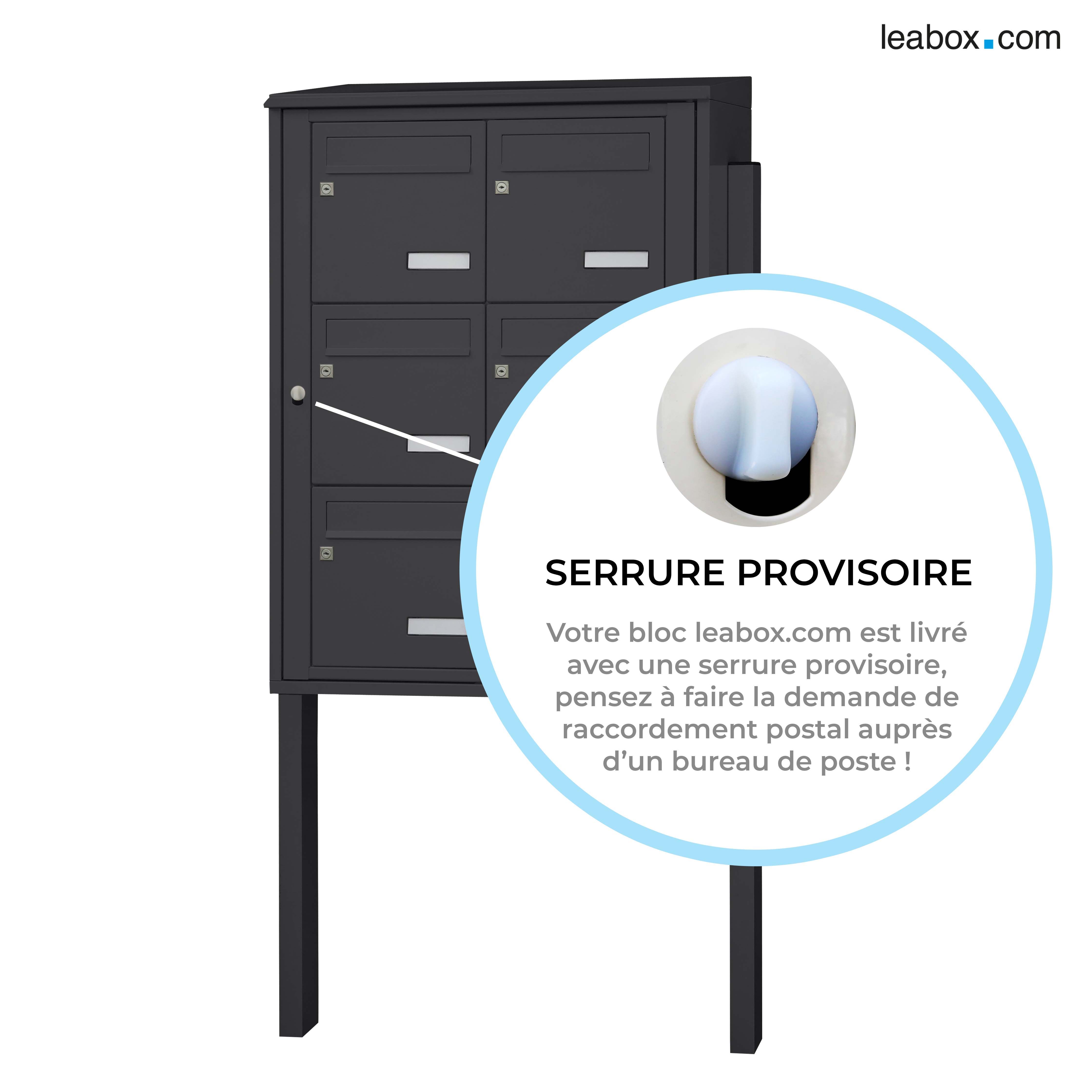Boîte aux lettres collective extérieur LEABOX.COM 2x3 acier anthracite brillant - 4