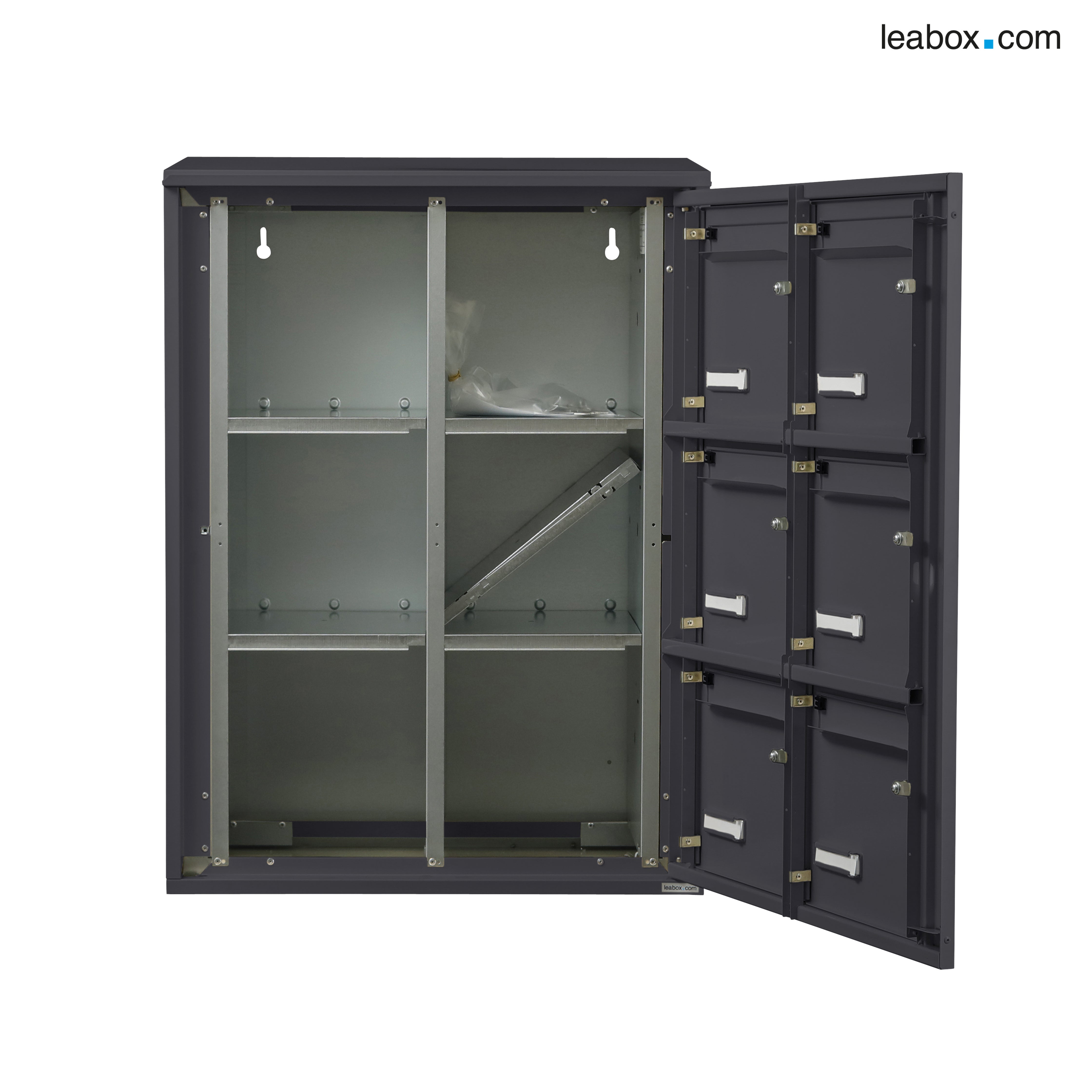 Boîte aux lettres collective intérieur LEABOX.COM 2x3 acier anthracite brillant - 3