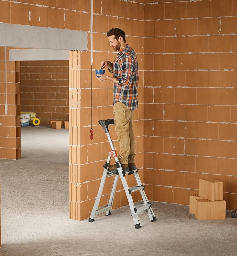 Escabeau professionnel télescopique HAILO TL100 3-5 marches adapté aux escaliers - 3