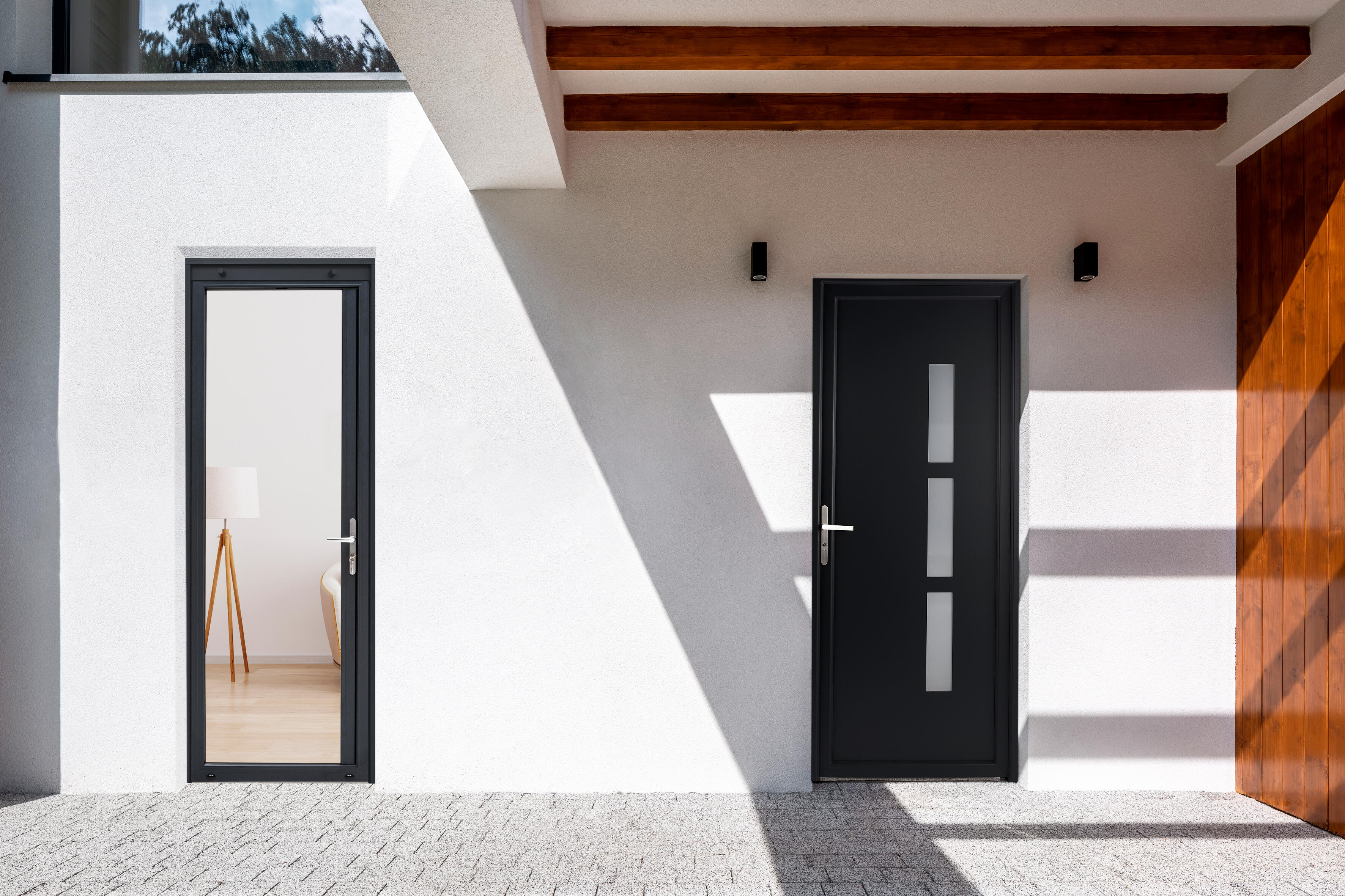 Pte fenêtre/volet roul. alu Essentiel H.215xl.90cm 1vt tirant D gris anthracite - 6