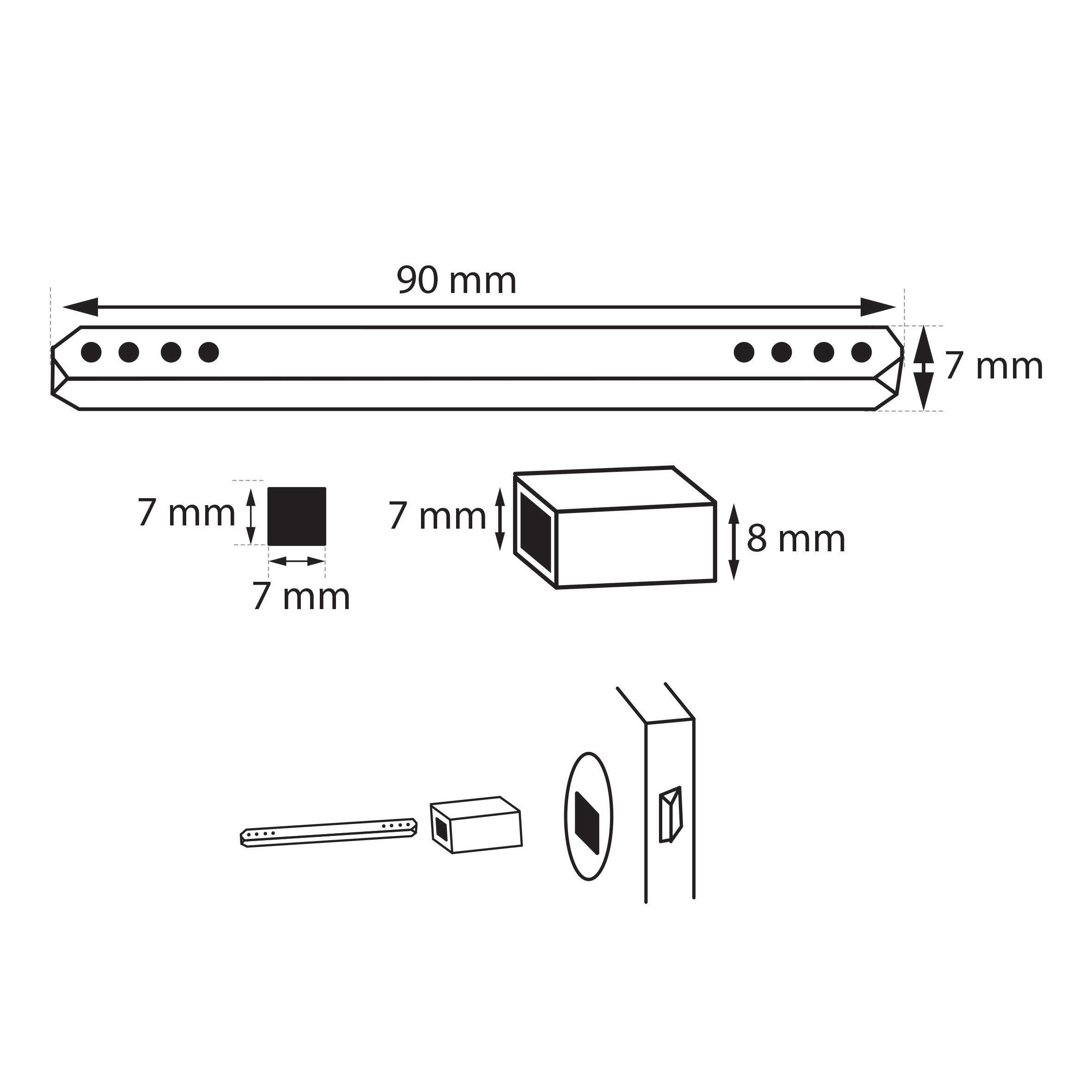 Carré acier zingué, L.9 x l.0.7 x H.0.7 cm - 2