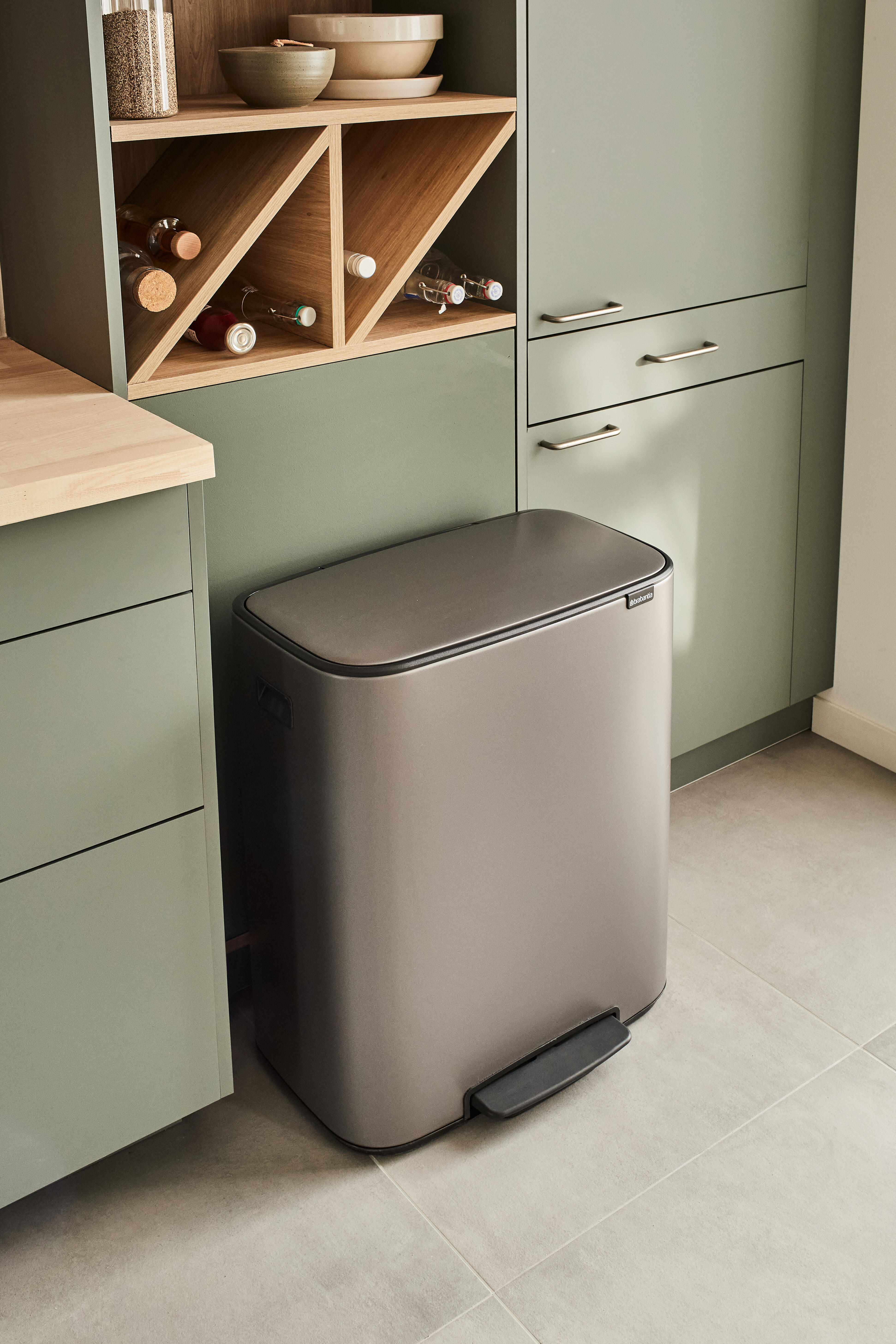 Poubelle tri sélectif de cuisine 30+30L à pédale BRABANTIA Bo acier platinium - 4