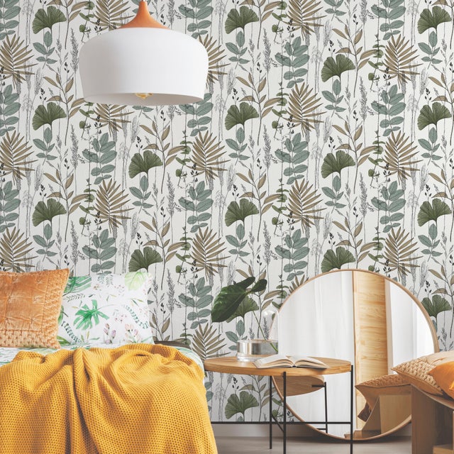 Papier peint intissé Feuille Graminé vert